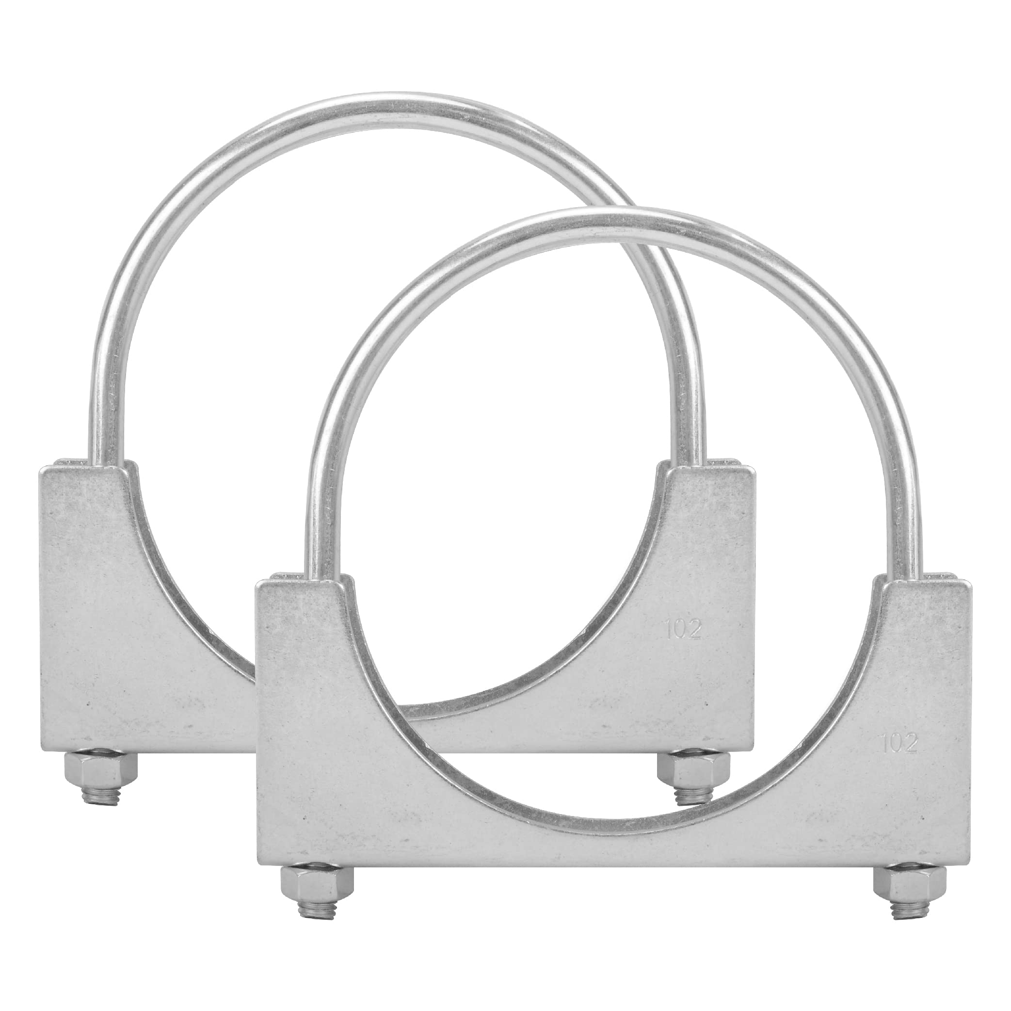 Batoneco 4'' U Bolt Clamp, Muffler Exhaust Clamps,4 Inch Saddle Style Heavy Duty Mild Steel(2-Pack)