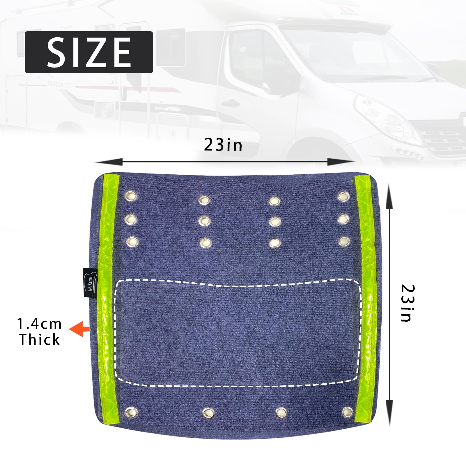 Mifami RV Step Covers Non-Slip Trailer Step Rug with Glow in Dark Strips Camper Stair Covers Fits 8-11 Deep RV Step Wrap Aroun