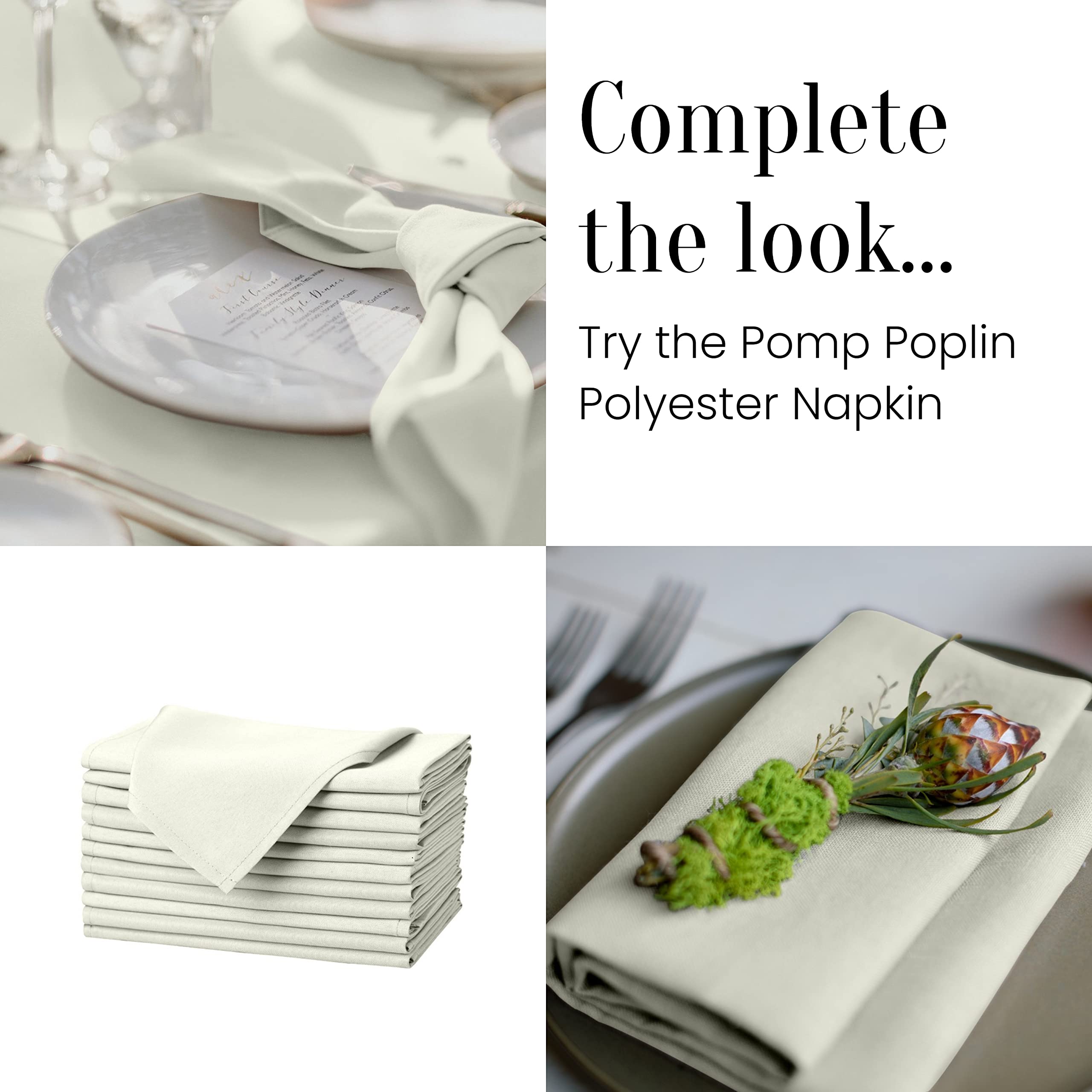 Pomp Ivory 90 Inch Round Premium Polyester Tablecloth  Wrinkle  Stain Resistant Easy Care Fabric  Fits Round Table
