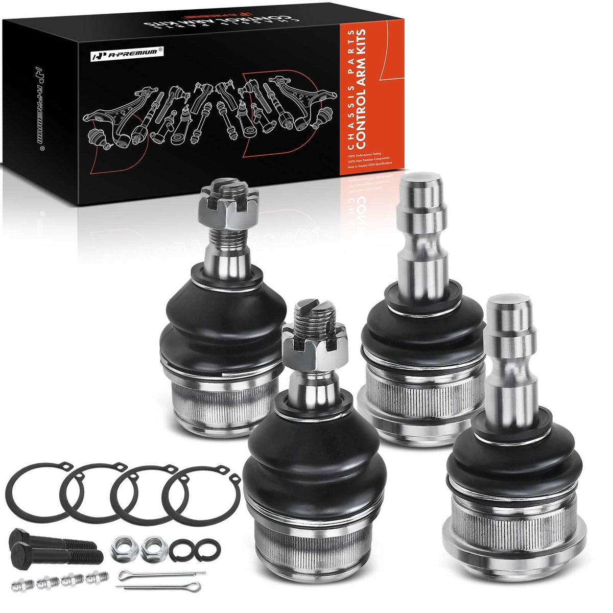 A-Premium Set of 4, Front Upper & Lower Ball Joints Kit, Compatible with Ford Ranger 1998-2011, Mazda B2300 2001-2010, B2500 199