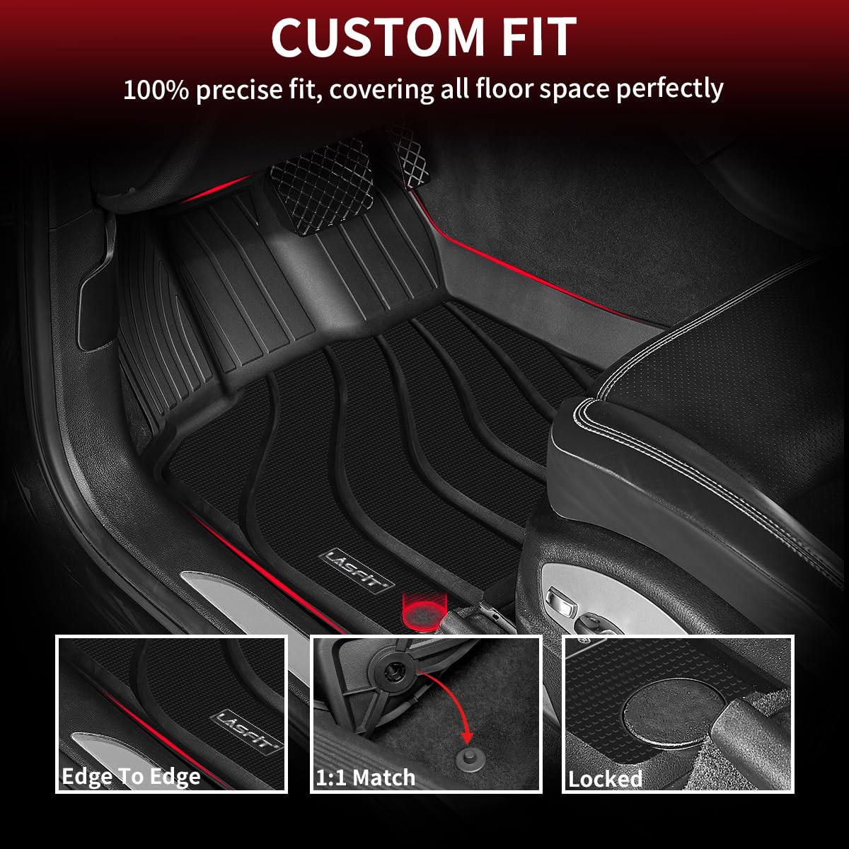 Lasfit Floor Mats For Porsche Macan 2014-2025 All Weather Floor Liner Tpe Custom Fit Car Mats For Porsche Macan 1St & 2Nd Row Ru