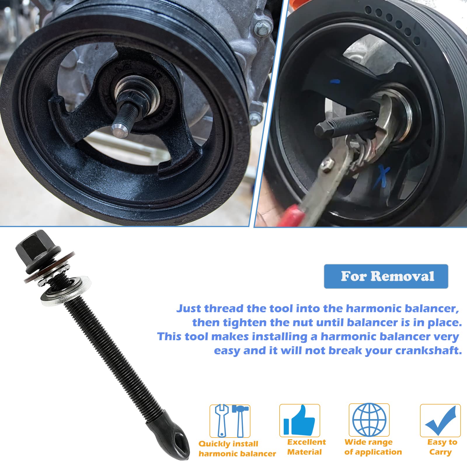 For Gm 25264 Harmonic Balancer Puller And Ls Harmonic Balancer Installation Tool 1997-Up V8 Ls1 Ls2 Ls3 Ls4 Lsx Lsa Ls6 Lq4 Lq9, Crank Pulley Puller And Insatller Set For Gm Ls Lt Engines