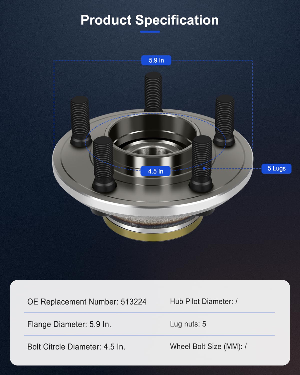 ECCPP Front Wheel Hub Bearing Assembly 5 Lugs w/ABS RWD Compatible with 2005-2014 Chrysler 300 2008-2014 Dodge Challenger 2006-2