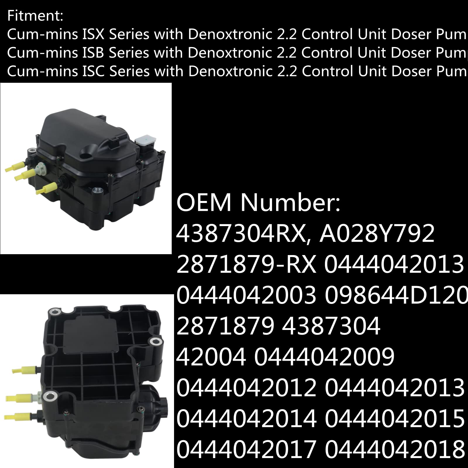AKWH DEF Pump Denoxtronic 2.2 Diesel Exhaust Fluid 12V Replacement for Cummins ISX ISB ISC 4387305-RX 4387304