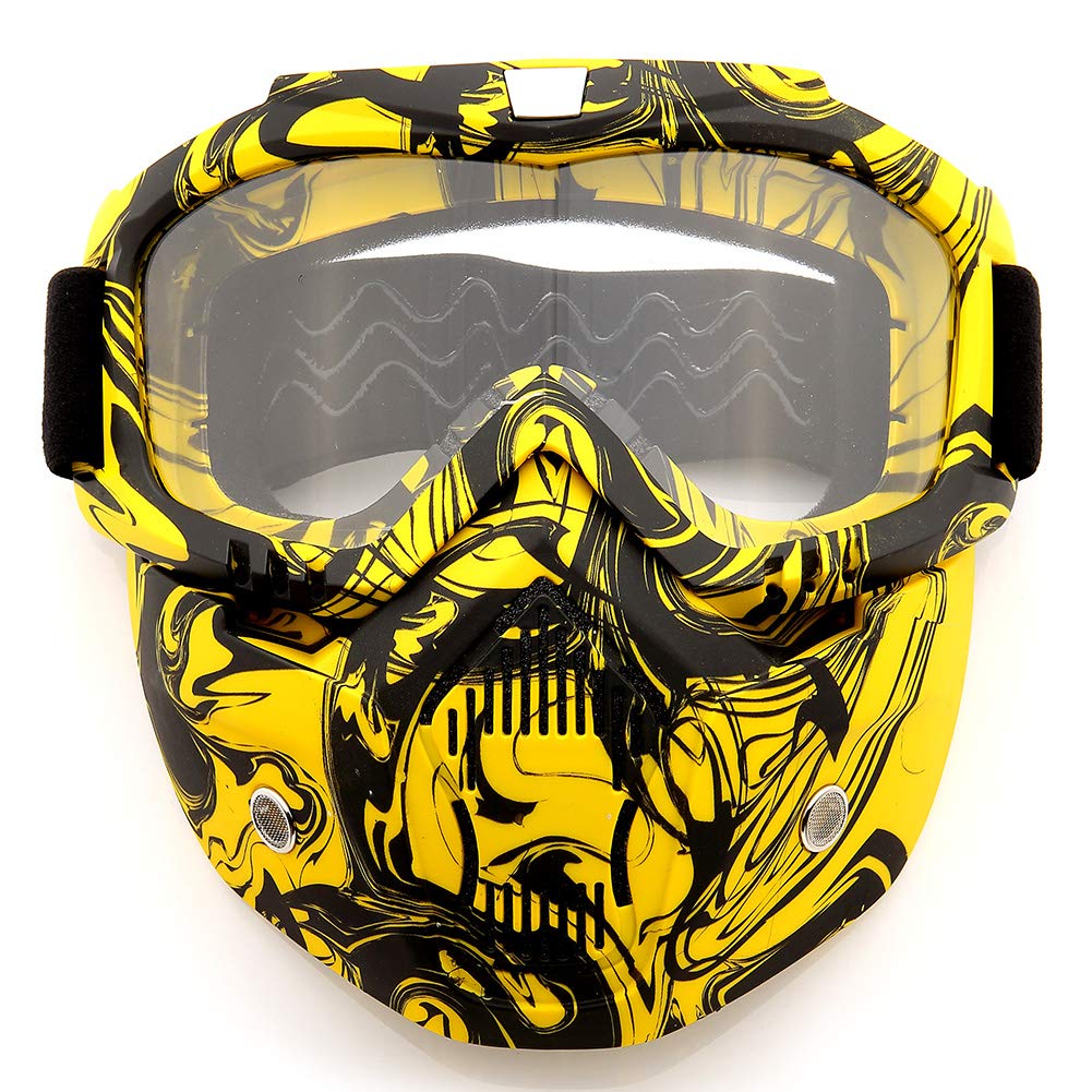SPOSUNE Motorcycle Goggles Paintball Mask, Detachable Face Mask ATV Goggles Dirt Bike Goggles, Motocross Goggles Safety Ggoggles