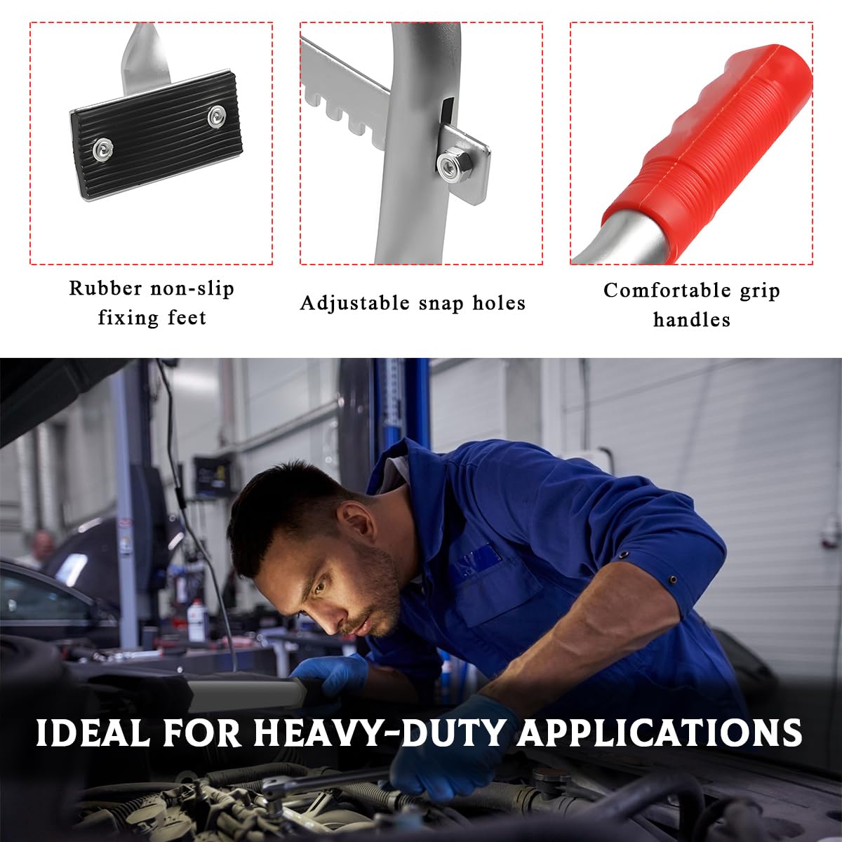 Gasedin Battery Carrier, Adjustable to 7 Battery Rack with Non-Slip Rubber Pads, Carrying Gripper for Top Post or Side Post Ba