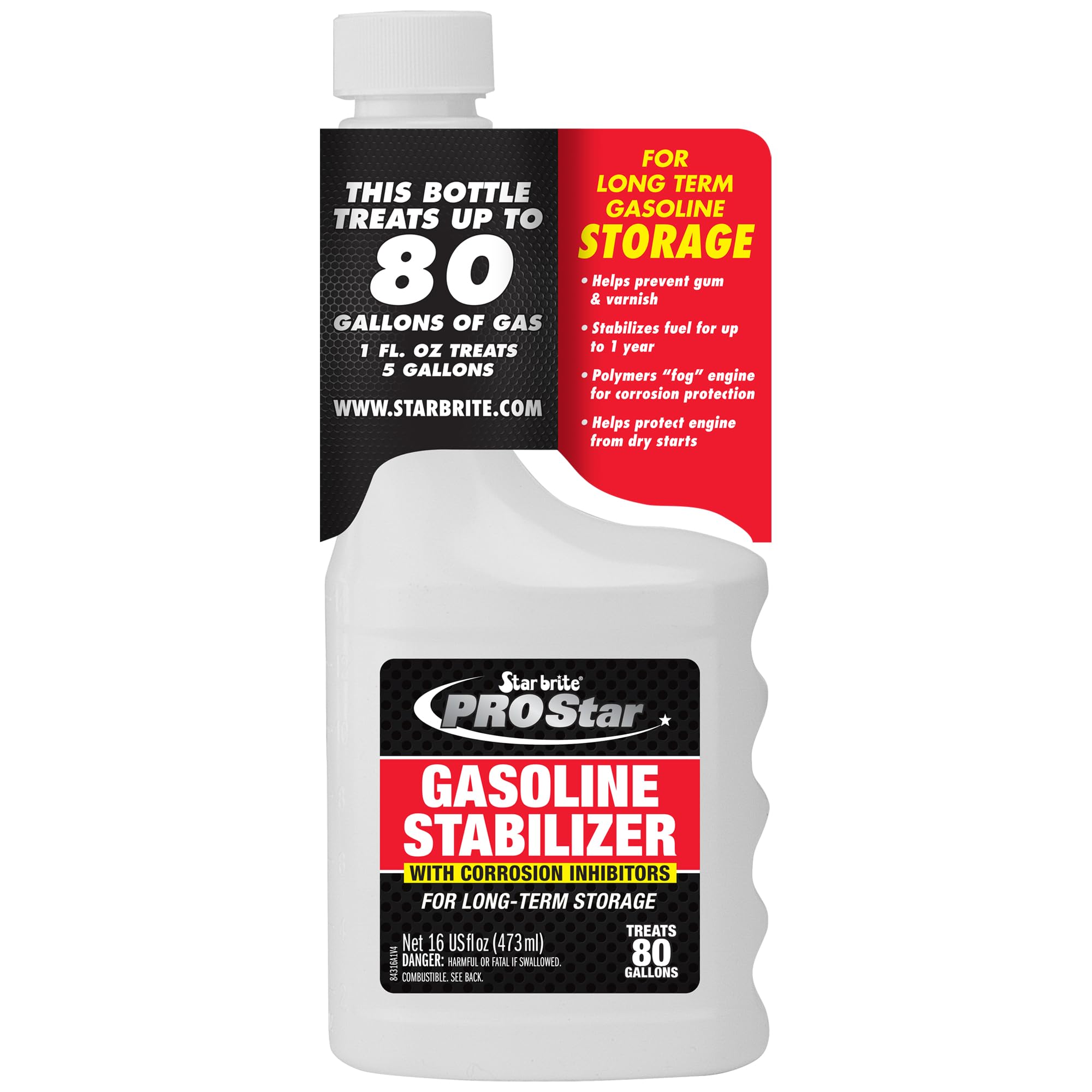 Star Brite Pro Star Gasoline Stabilizer - Fog & Protect Stored Engines & Entire Fuel System From Corrosion - Keep Gas Fresh For Up To 1 Year - Ez Store Ez Start - 16 Oz (084316)