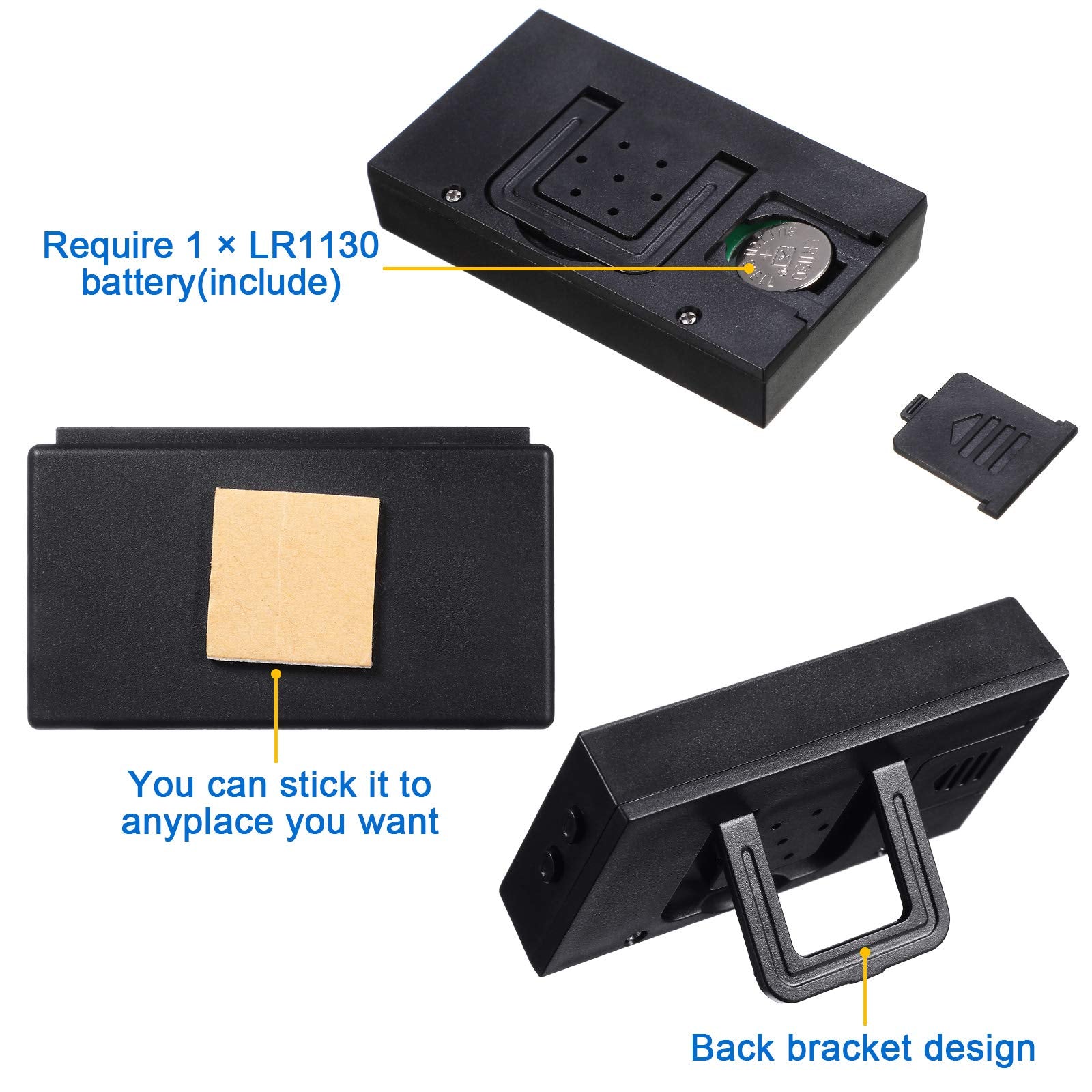 Frienda Mini Digital Clock Small Magnetic Clock Car Dashboard Clock Stick on Clock Self Adhesive Bracket Digital Clock Battery O