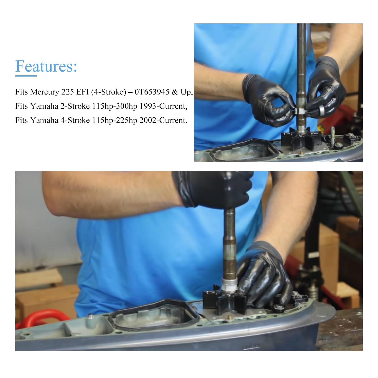 New Replacement Yamaha Outboard Water Pump Drive Shaft Collar Part #61A-45527-00-00, Spacer Part #61A-45538-00-00, Fit For Mercury 225 Efi (4-Stroke), Yamaha 2-Stroke 115Hp-300Hp, 4-Stroke 115Hp-225Hp