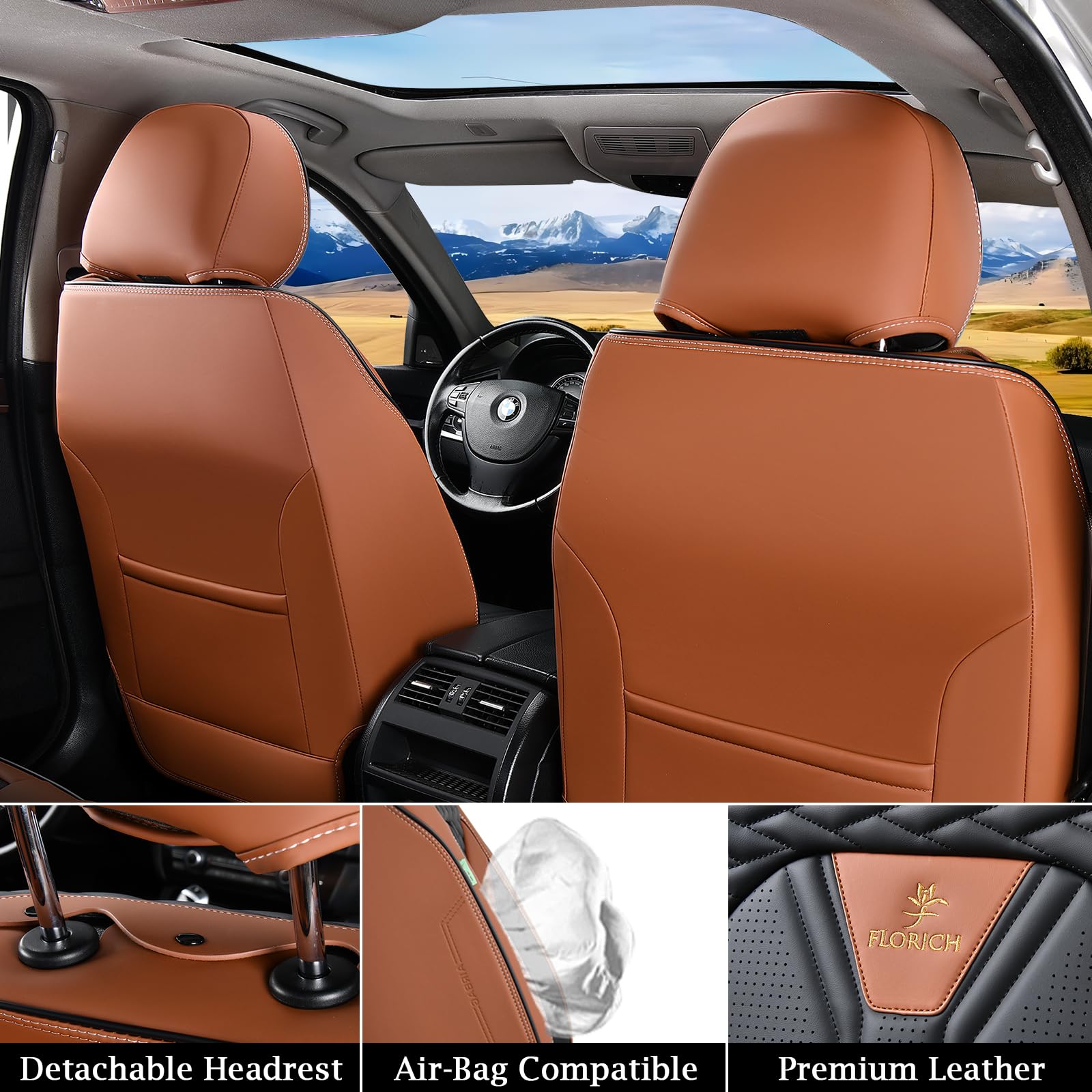 FLORICH Seat Covers for Cars, Waterproof Seat Covers, Leather Car Seat Covers 2 Pack, Universal Seat Cushion Protector for Most