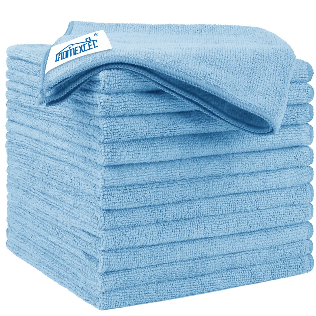 Homexcel Blue Microfiber Cleaning Cloth 12 Pack, 12.5 X 12.5 Inch Microfiber Towels For Cars, Ultra Absorbent Car Washing Cloth,
