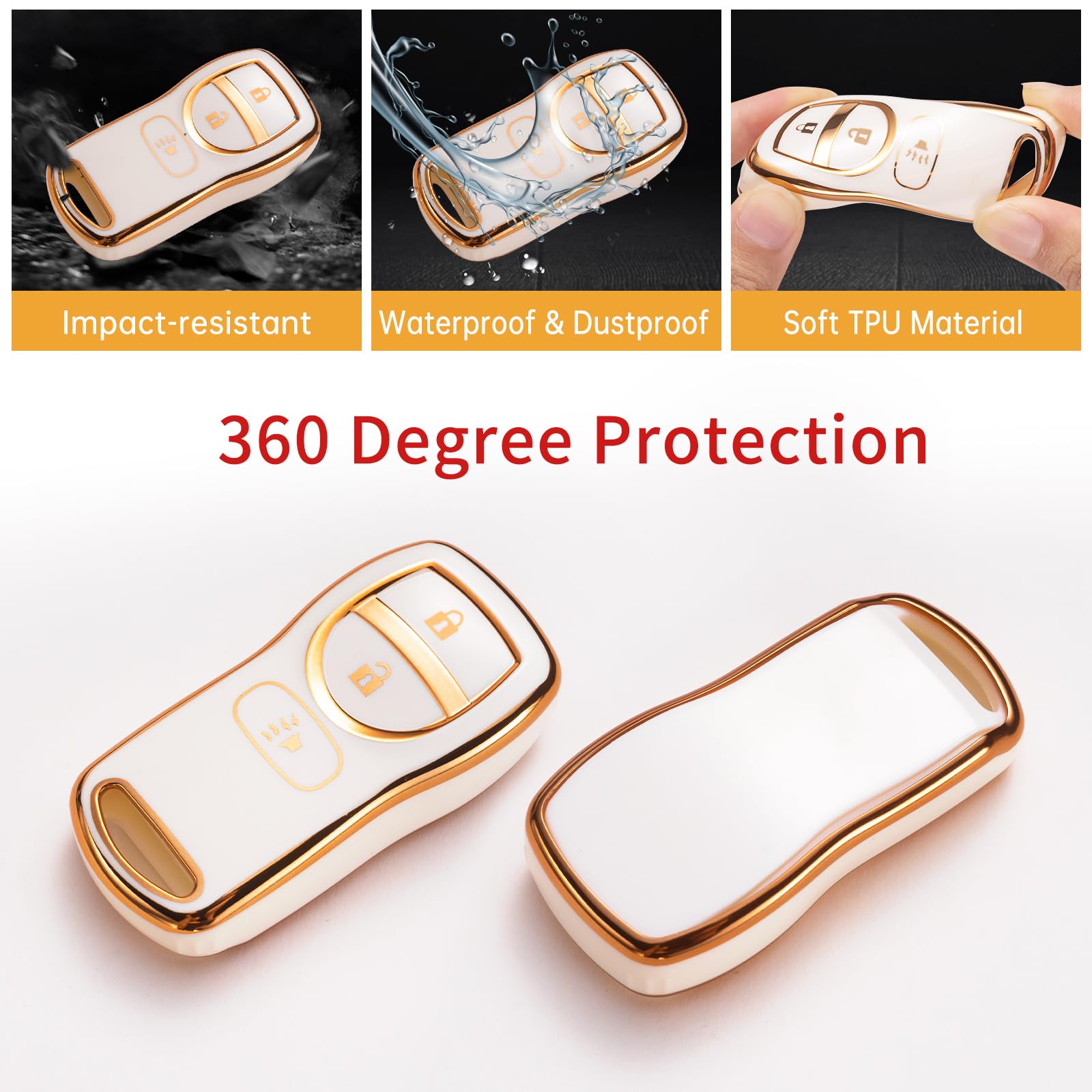 Gematay For Nissan Key Fob Cover, Key Case Shell Compatible With Nissan Altima Maxima 350Z Armada Quest Sentra Smart Key Protect