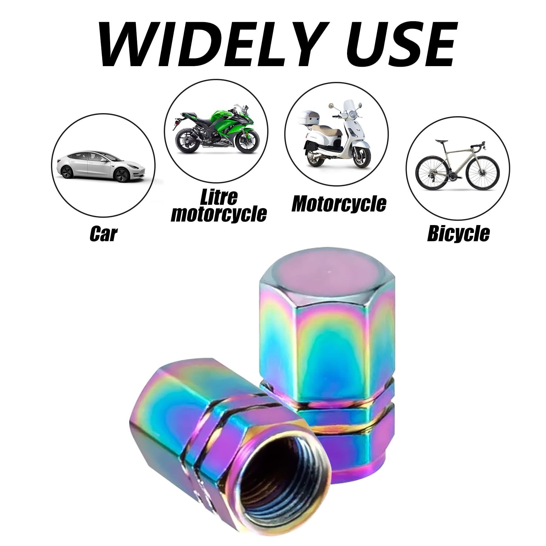 Alpmosn Colorful Aluminum Tire Stem Valve Caps Wheel Valve Covers Car Dustproof Tire Cap Cover Accessories, Universal For Suv, C