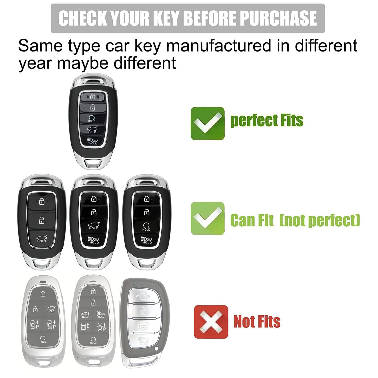 Gematay For Hyundai Key Fob Cover With Keychain Lanyard, Key Fob Protector Shell Compatible With Elantra Gt Sport Santa Fe Palis