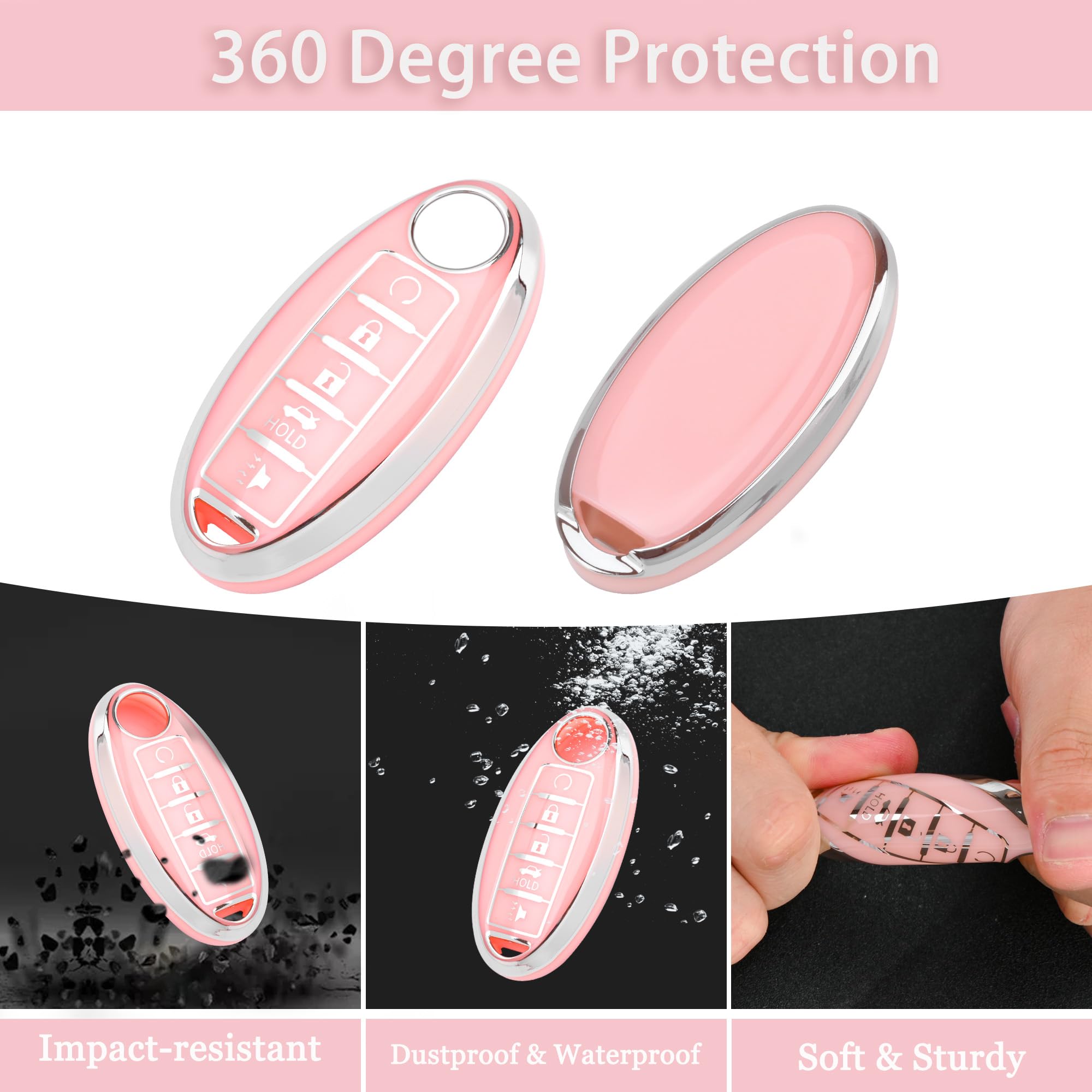 for Nissan Key Fob Cover - 5 Buttons Soft TPU Full Covers Protection Key Case Fit for Nissan Rogue Altima Sentra GTR Frontier Ma