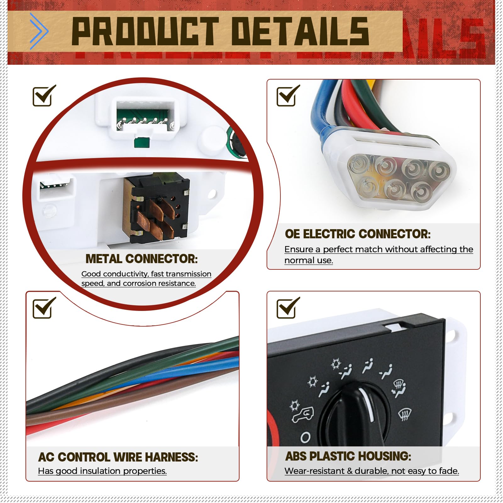 HVAC Climate Control Panel with Blower Motor Switch for Jeep Wrangler TJ 1999 2000 2001 2002 2003 2004 Replace 55037473AB