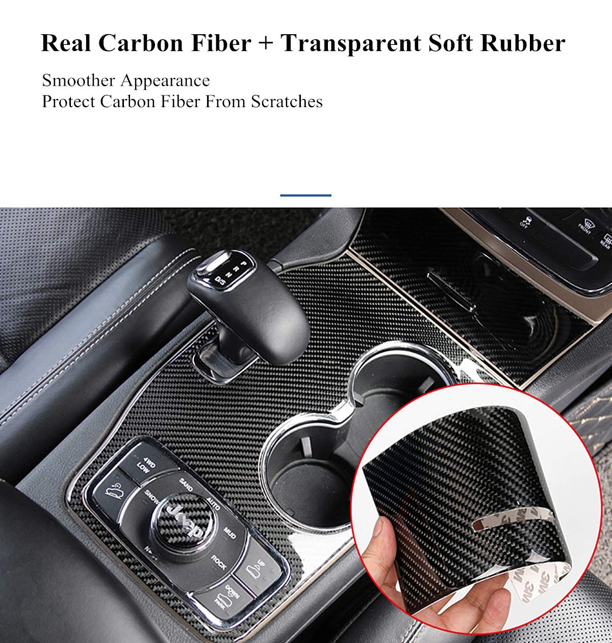 Yoctm For Jeep Grand Cherokee 2014 2015 Interior Accessories Black Real Carbon Fiber Center Console Cup Holder Cover Trim