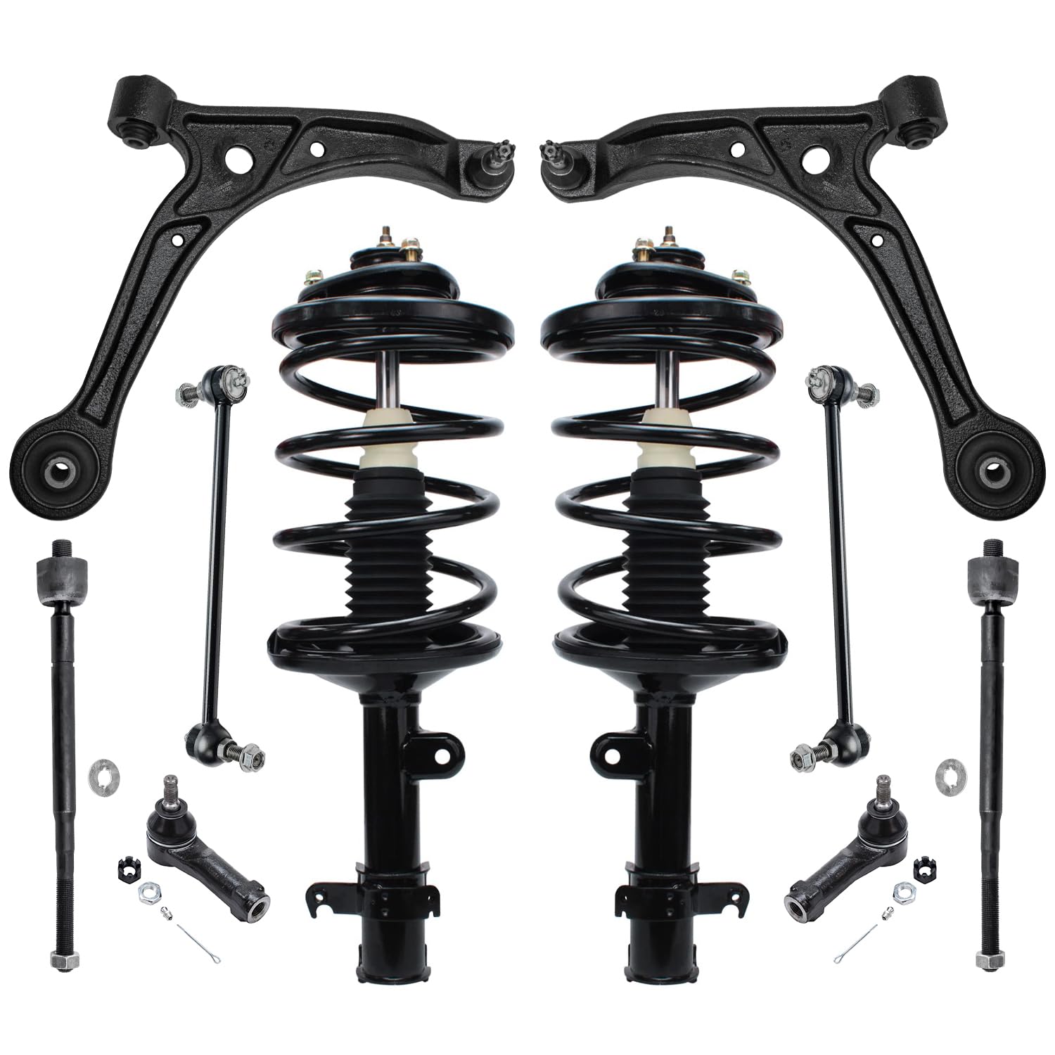 Detroit Axle - 10pc Front End Suspension Kit for 2002-2004 Honda Odyssey 2 Ready Struts 2 Lower Control Arms w/Ball Joints 2 Swa
