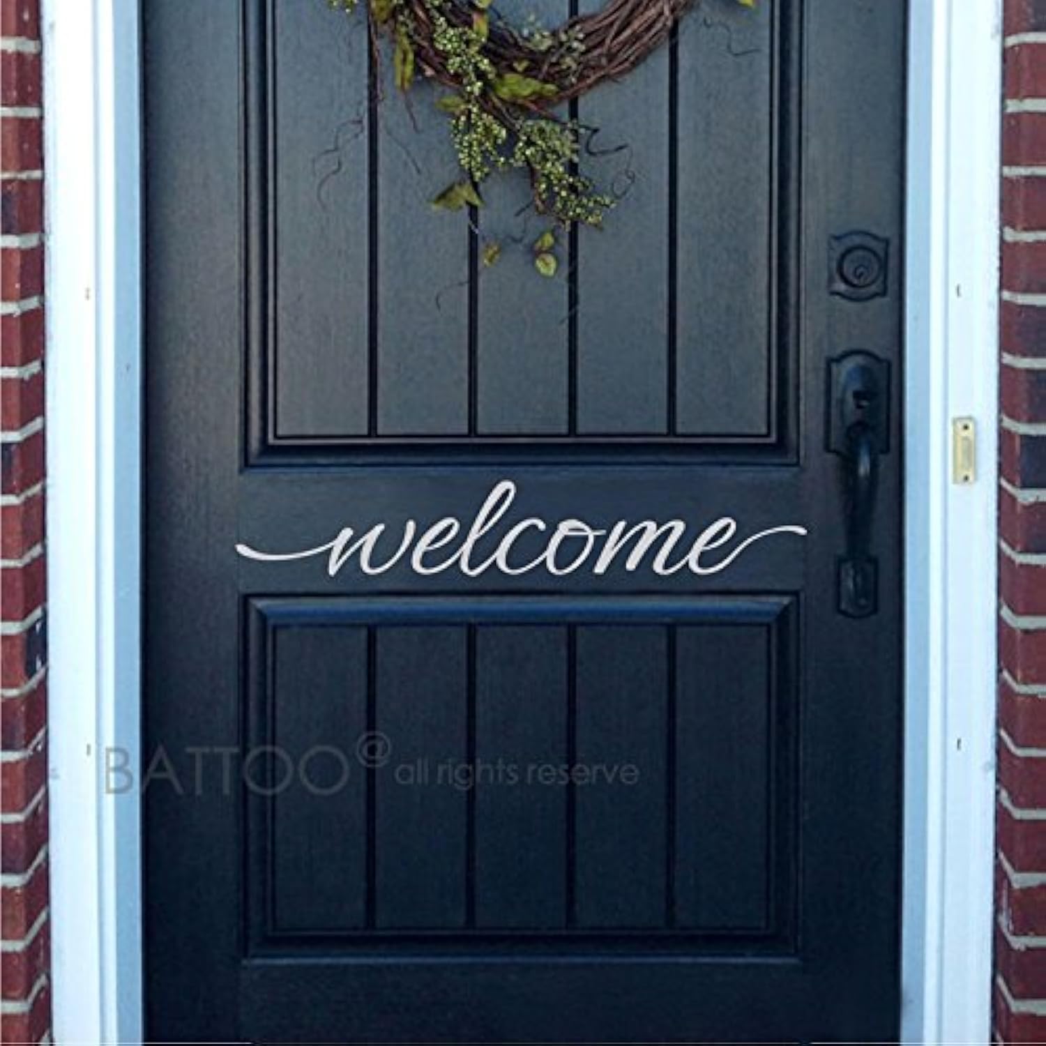 Battoo Welcome Door Sticker - Front Door Vinyl Decal (White, 20'' W X 3.3'' H)