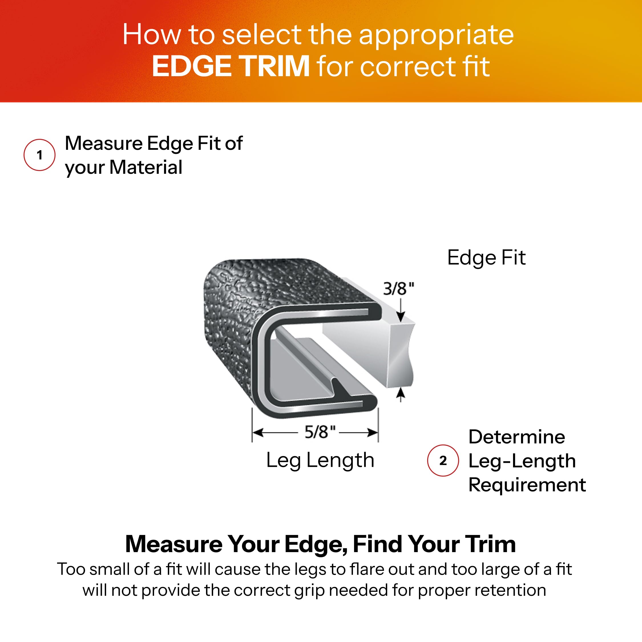 Trim-Lok Edge Trim - Fits 3/8    Edge, 5/8    Leg Length, 250 Length, Black, Pebble Texture - Flexible Pvc Edge Protector For Sh