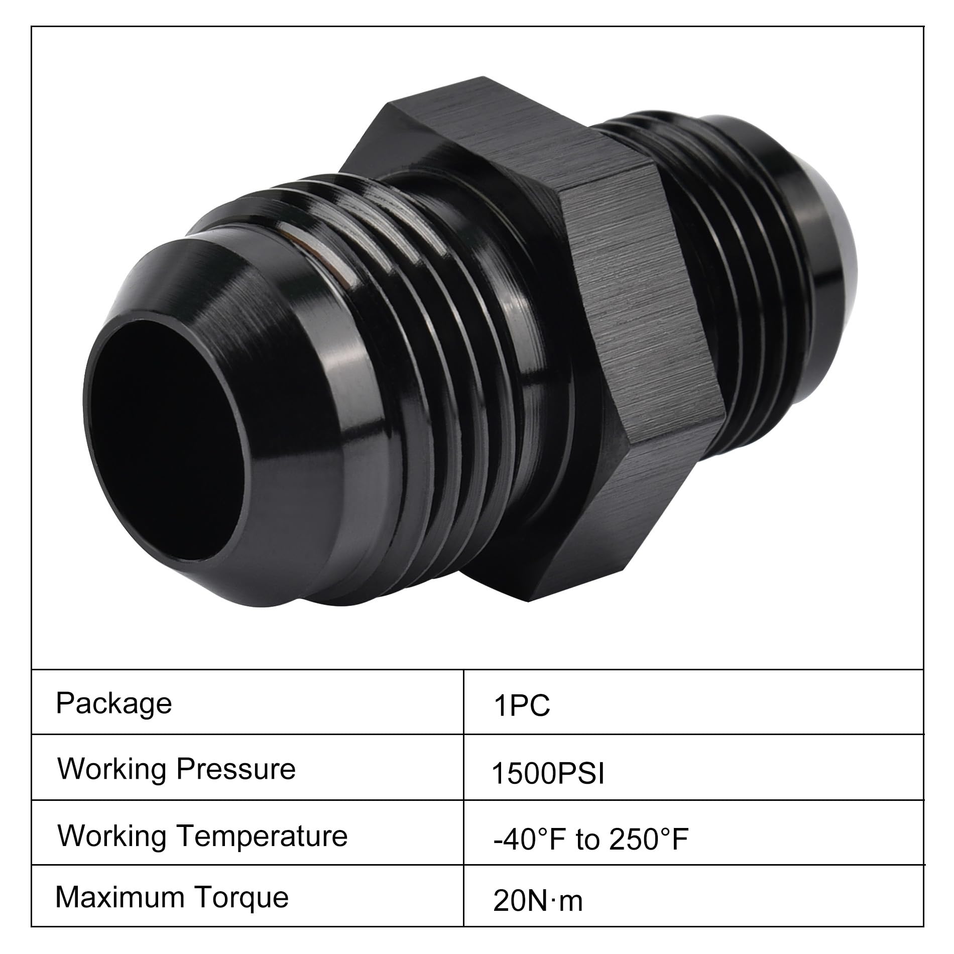 EVIL ENERGY 10AN Male to AN8 Male Flare Reducer Coupler Union Straight Adapter Fitting Black