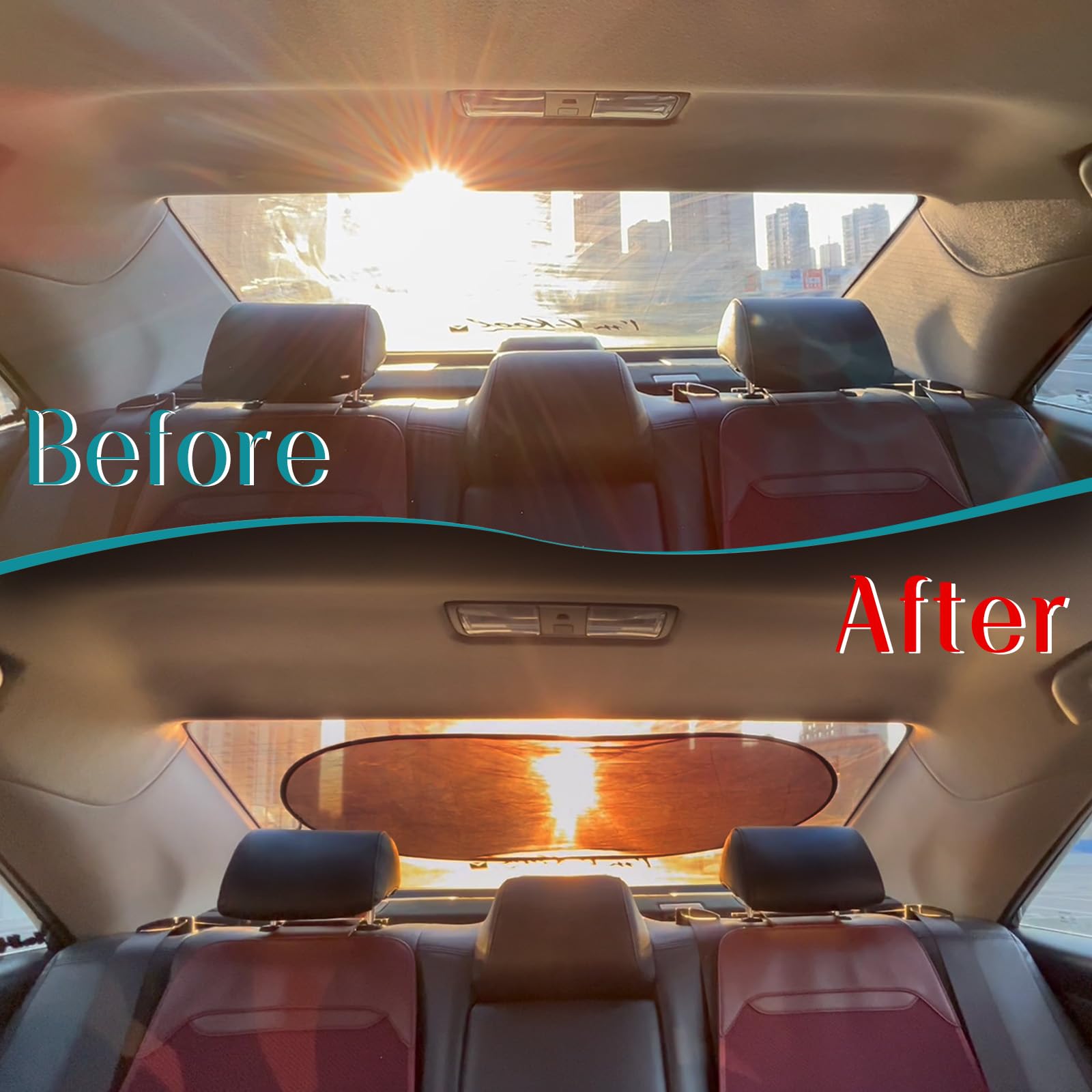 IC ICLOVER Car Sun Shade for Back Window, Static Cling UV Protection Folding Auto Rear Window Sunshade, Universal Mesh Screen Su