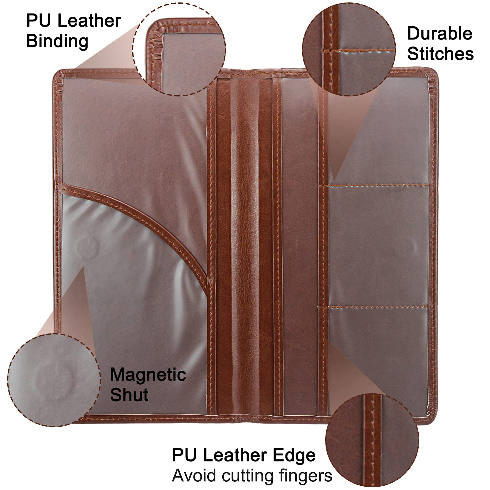 Lumimokki Premium Leather Car Registration & Insurance Card Holder With Magnetic Shut, Vehicle Glove Box Car Organizer - For Doc