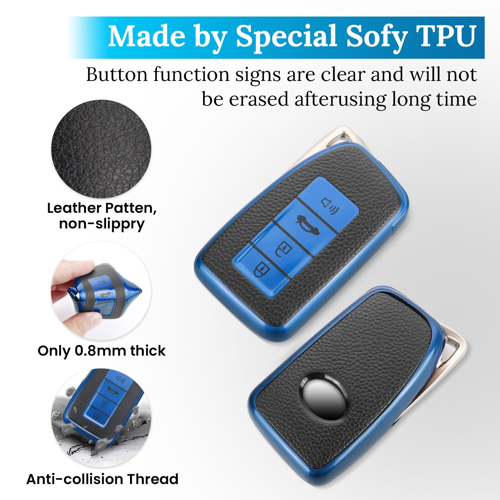 Ctrinews For Lexus Key Fob Cover With Carbon Fiber Style Belt Keychain, Upgraded Tpu Surface Grain Case For Gs Es Is Is-F Rc Rc-