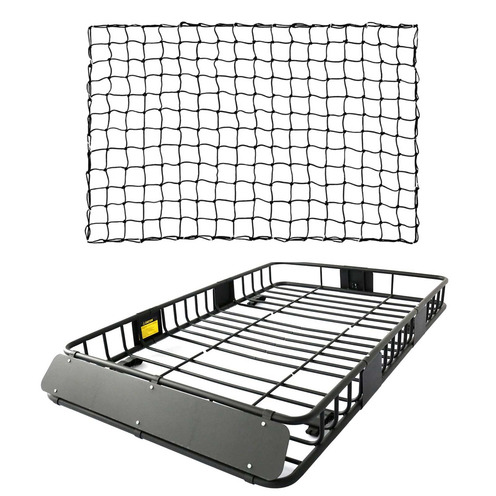 Leader Accessories Roof Rack Cargo Basket Set, Roof Cargo Basket 64'' With Cargo Net 3' X 4' Stretches To 6'X 8' Bungee Net