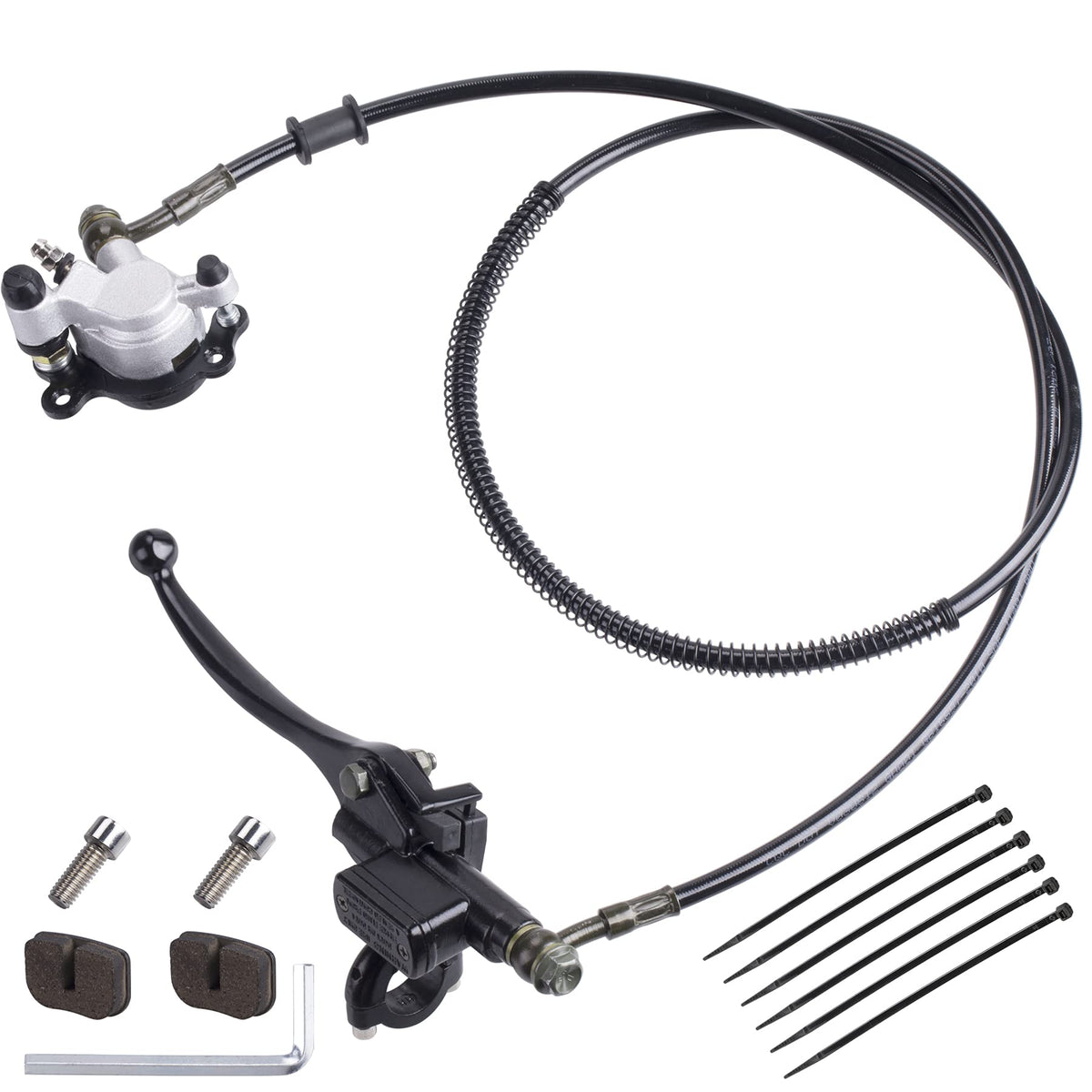 Mwmnun Motor Upgraded Hydraulic Brake System The Left Of The 7/8' Handlebars 50 Inch Hose Compatible With Mini Bike Baja Doodlebug Db30 Minibikes Go Karts