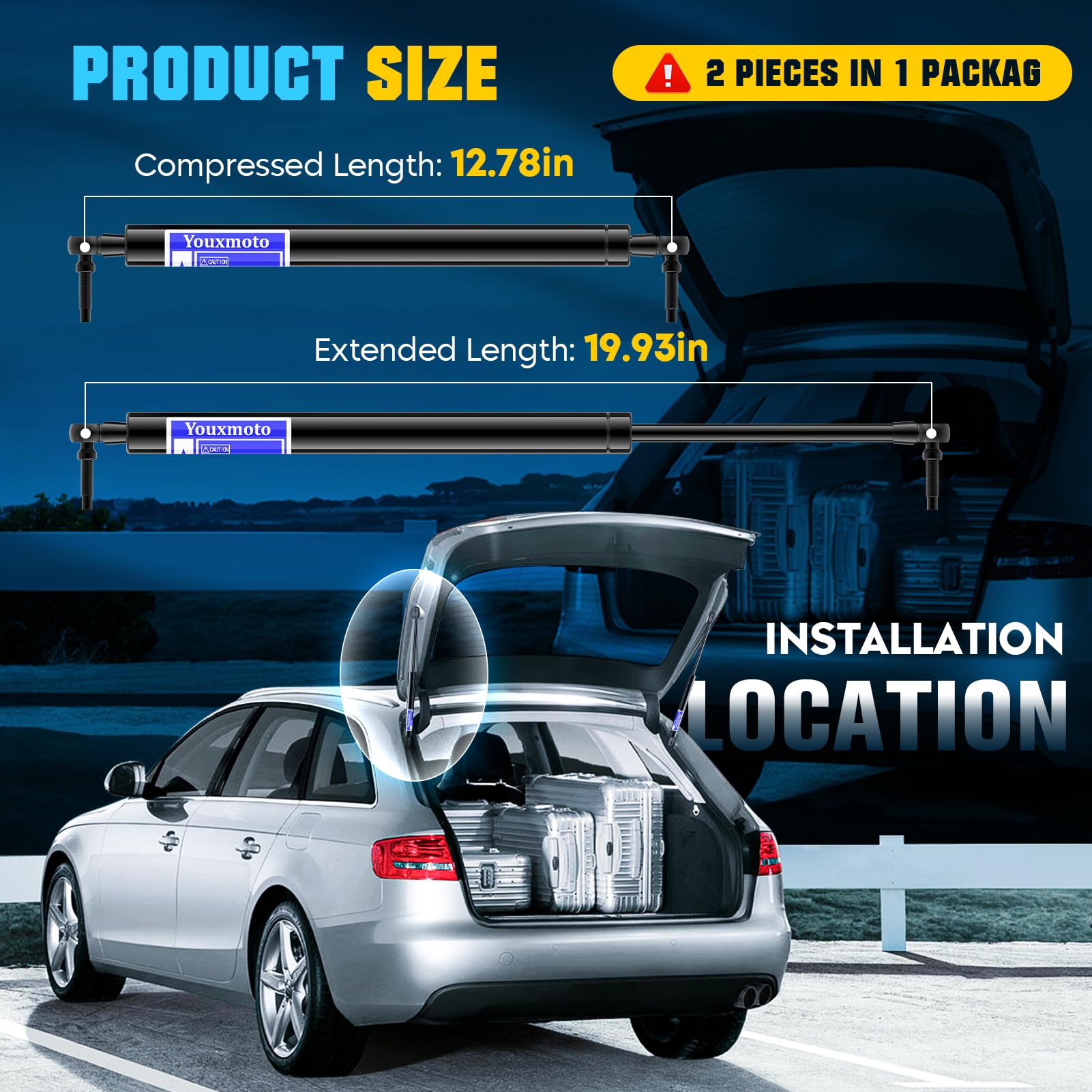 Rear Hatch Liftgate Tailgate Trunk Lift Supports Struts Shocks 6104 Fit For Jeep Grand Cherokee 2005-2010,Pack Of 2