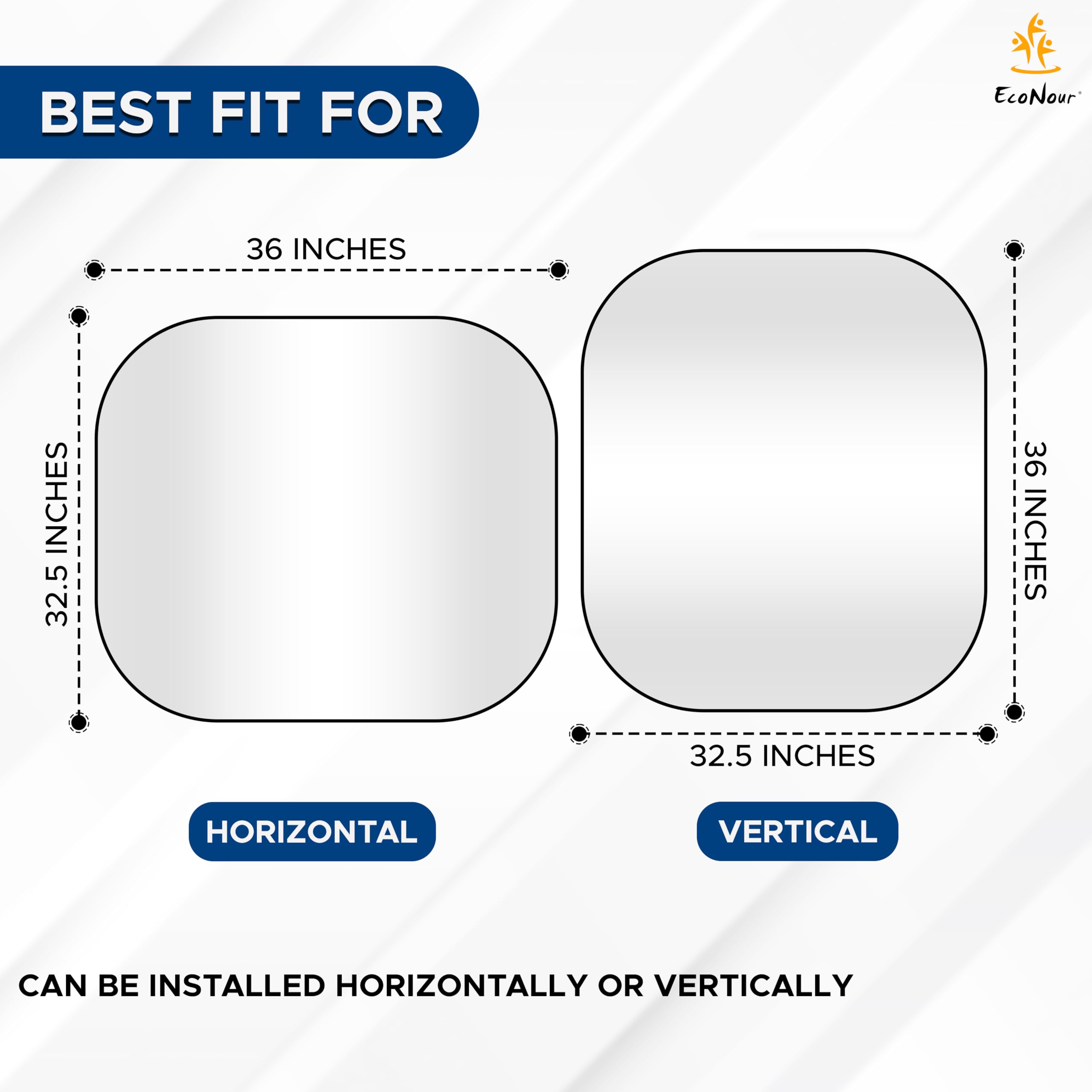 Econour 2-Piece Truck Sun Shade For Windshield, Truck Sun Protector Offers Sun Protection, Keeps You Cool, Foldable Automotive I