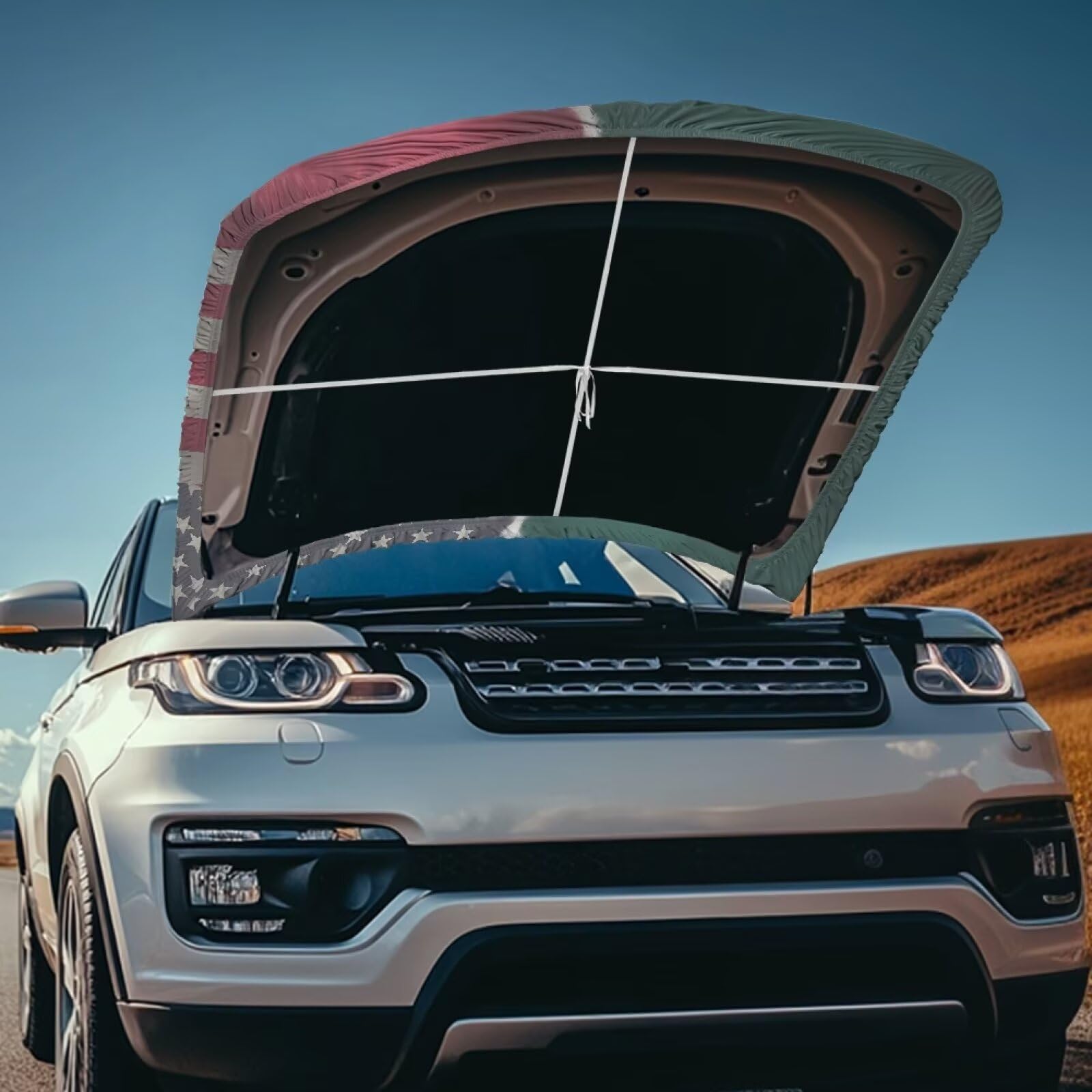 USA Flag Butterfly Hood Cover for Car Sedans SUV Trucks, 59  39 Inch Stretchable Mexican Flag Design Auto Hood Wrap Blankets, Un