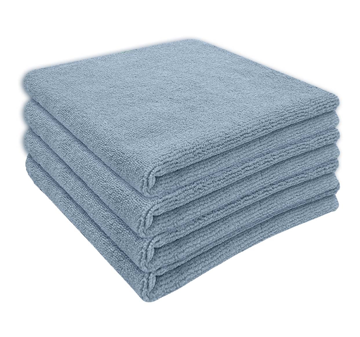 Auto Krom Microfiber Cloth 4 pcs 40x40 cms, 380 GSM Light Blue Lint & StreakFree Multipurpose Cloth for Automotive Bike & Car C