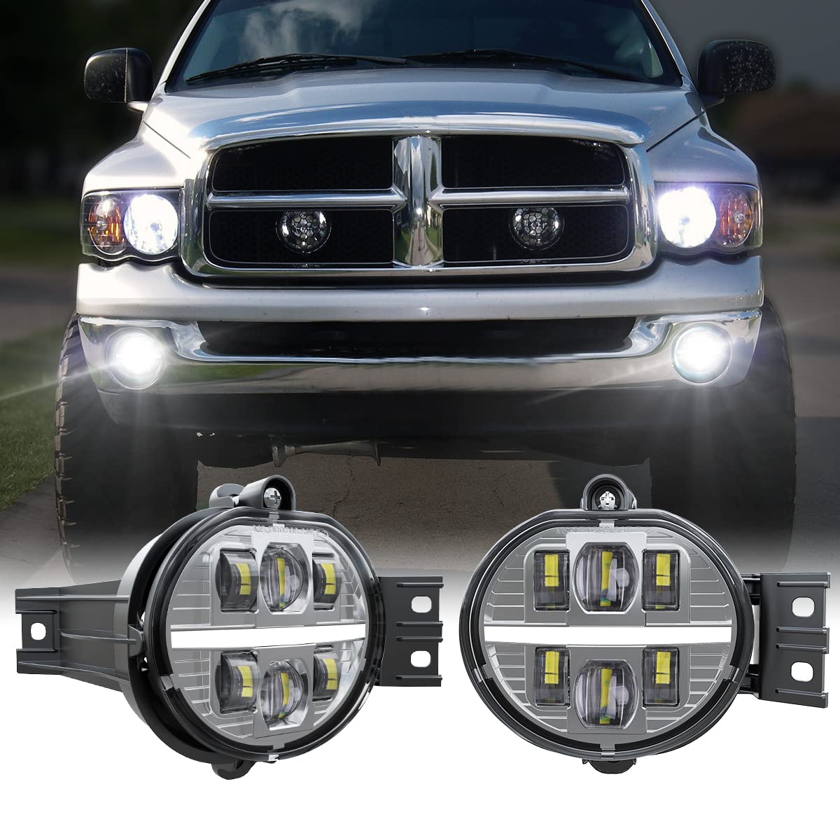 BICYACO LED Fog Light with DRL Compatible with Dodge Ram 1500 2002-2008 Dodge Ram 2500/3500 Pickup Truck 2003 2004 2005 2006 200