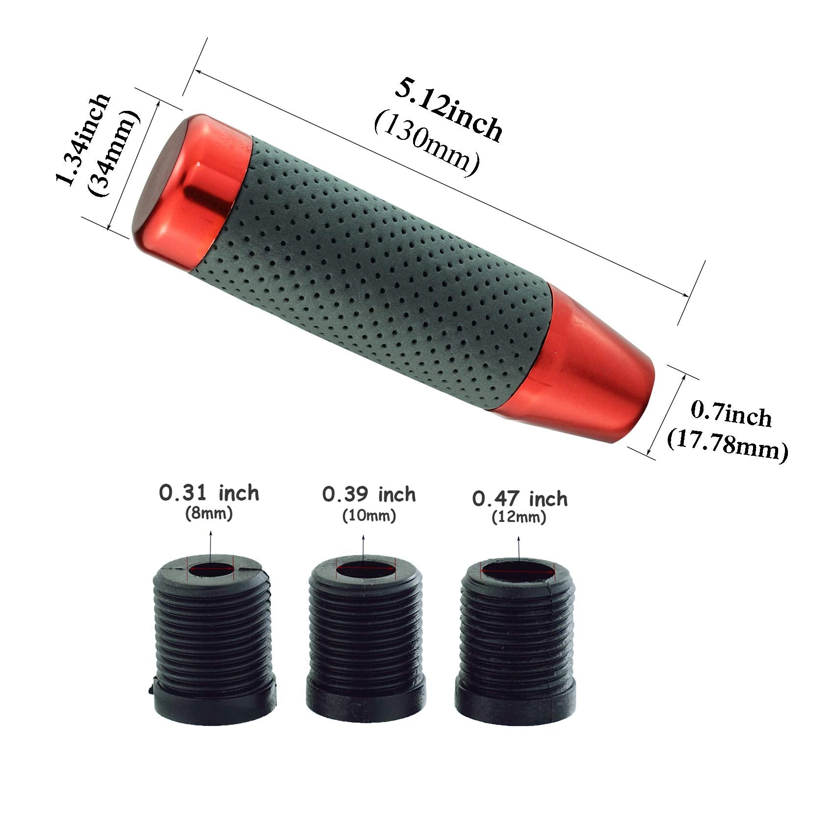 Abfer Weighted Shift Knob Leather Car Gear Stick Shifter Handle Adapter Short Shifting Lever Knobs For Most Vehicle Trucks, Red