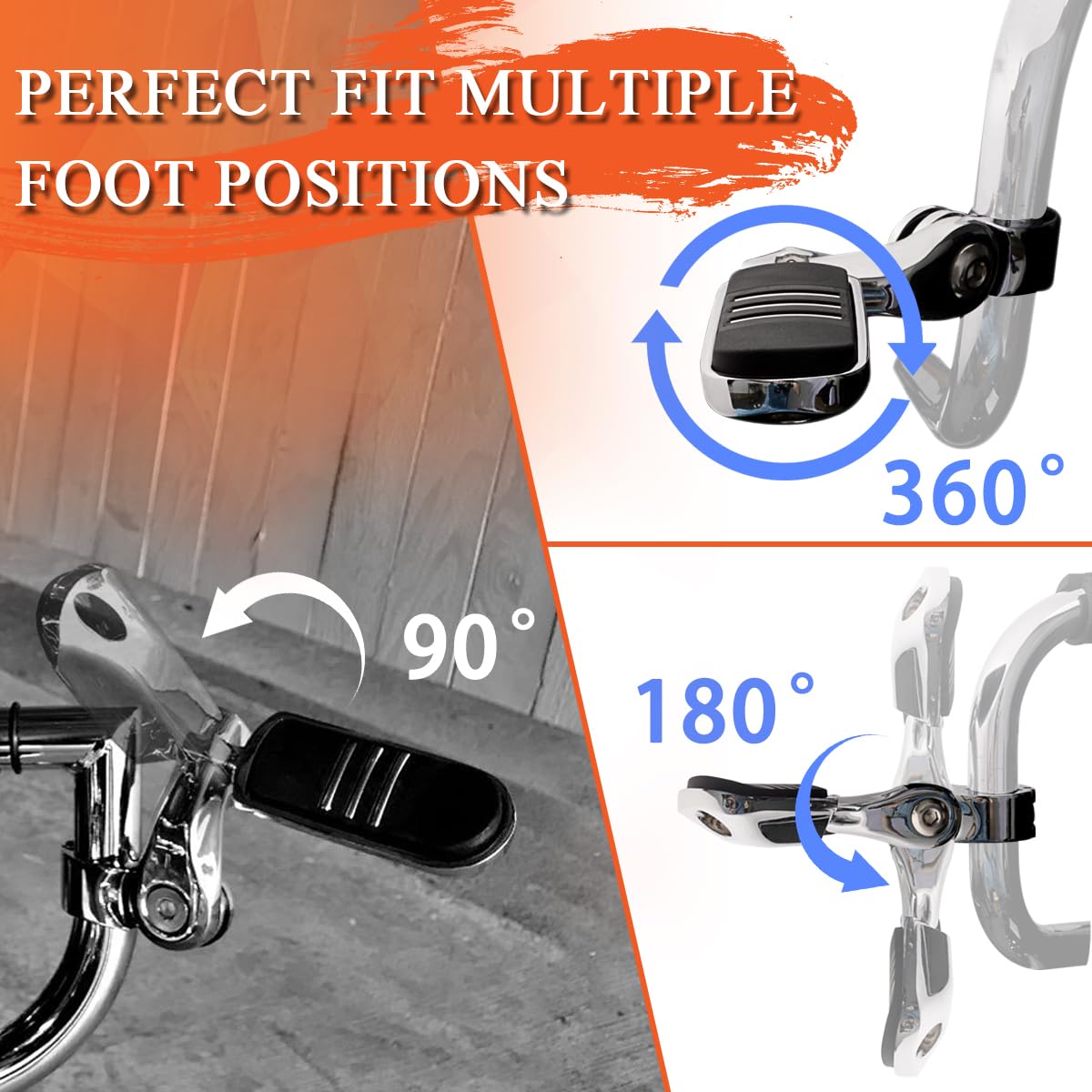 Fovplue 1.25'' Highway Footpegs,Short Angled Adjustable Highway Pegs W/Mount For Harley Touring Street Glide Electra Glide Road