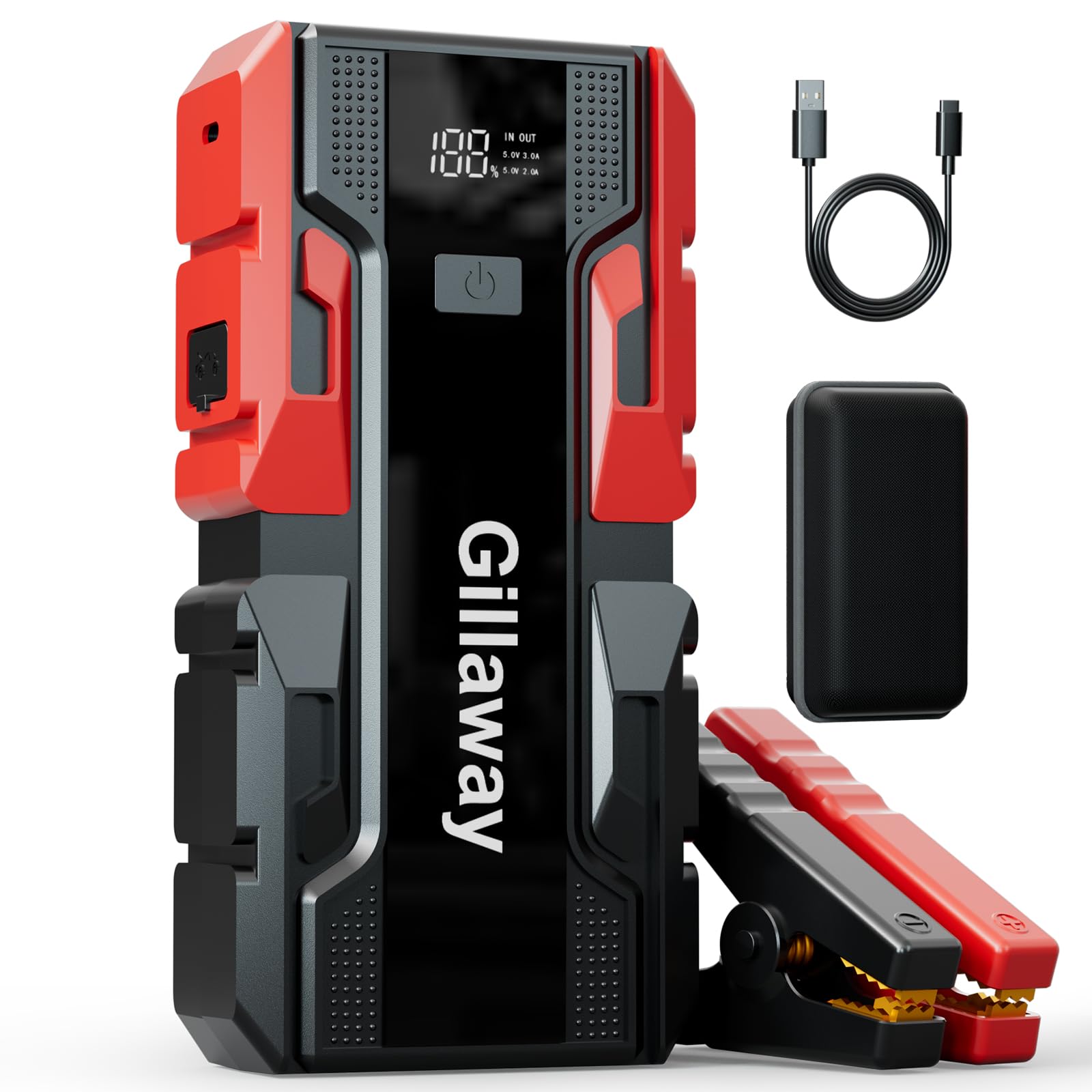 Gillaway 001B 3000A Car Jump Starter Battery Pack (Up To 9.0L Gas And 7.0L Diesel Engine), 12V Car Battery Charger, Jump Box Wit