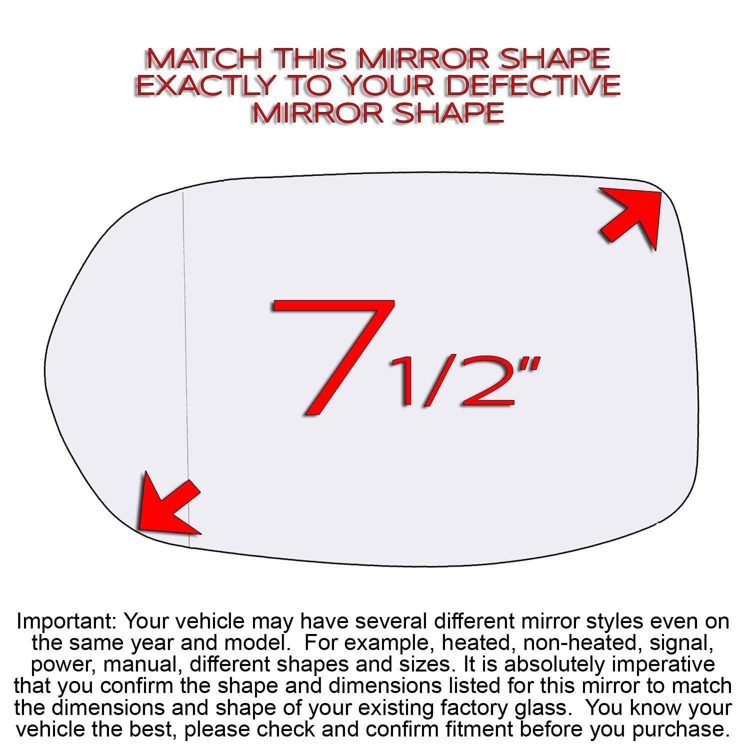 Driver Side Mirror Glass Assembly With Plastic Backing Plate (Non-Heated) Compatible With 2012-2016 Honda Crv, 2016-2020 Hrv