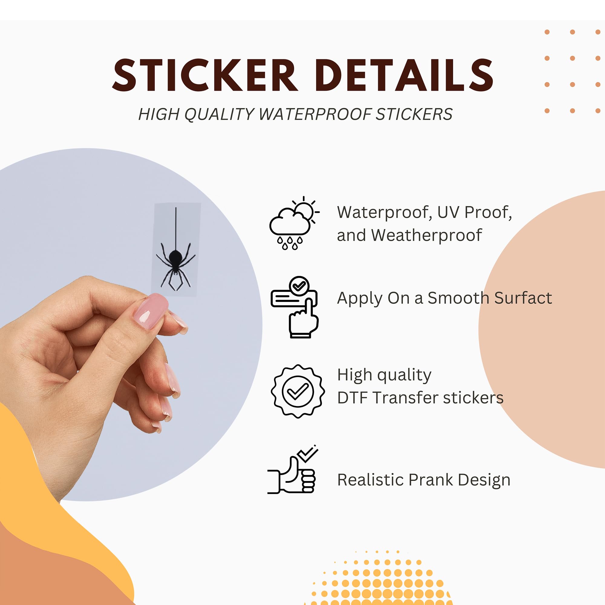 Halloween Spider Rearview Mirror Decal - 3 Pcs Funny Vanity Stickers, Car Accessories, Rear View Decor (Spider)