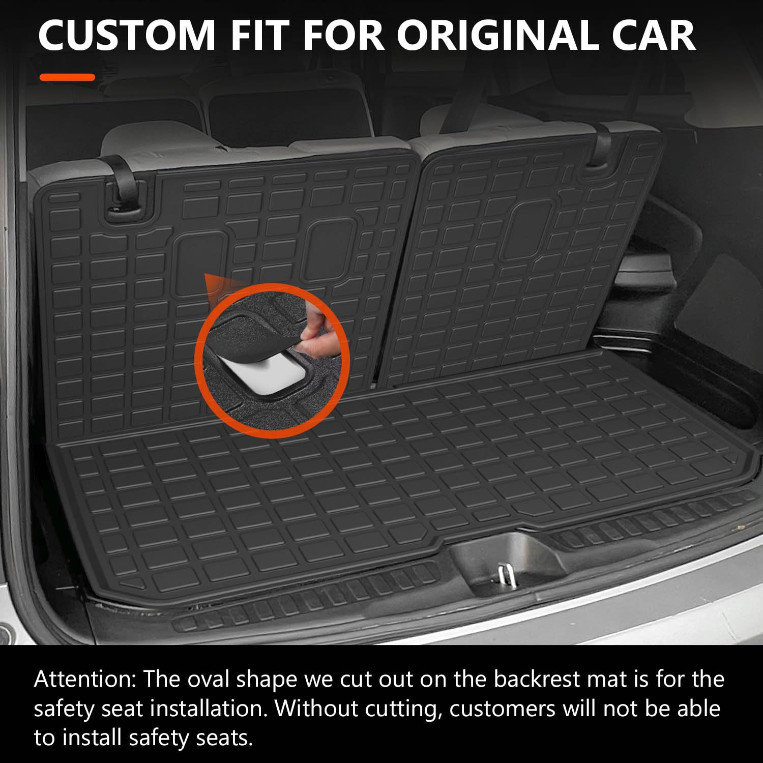 powoq Cargo Mat Compatible with 2016-2025 Honda Pilot (No Elite) Trunk Mat with Backrest Mat TPE Cargo Liner Trunk Liner Replace
