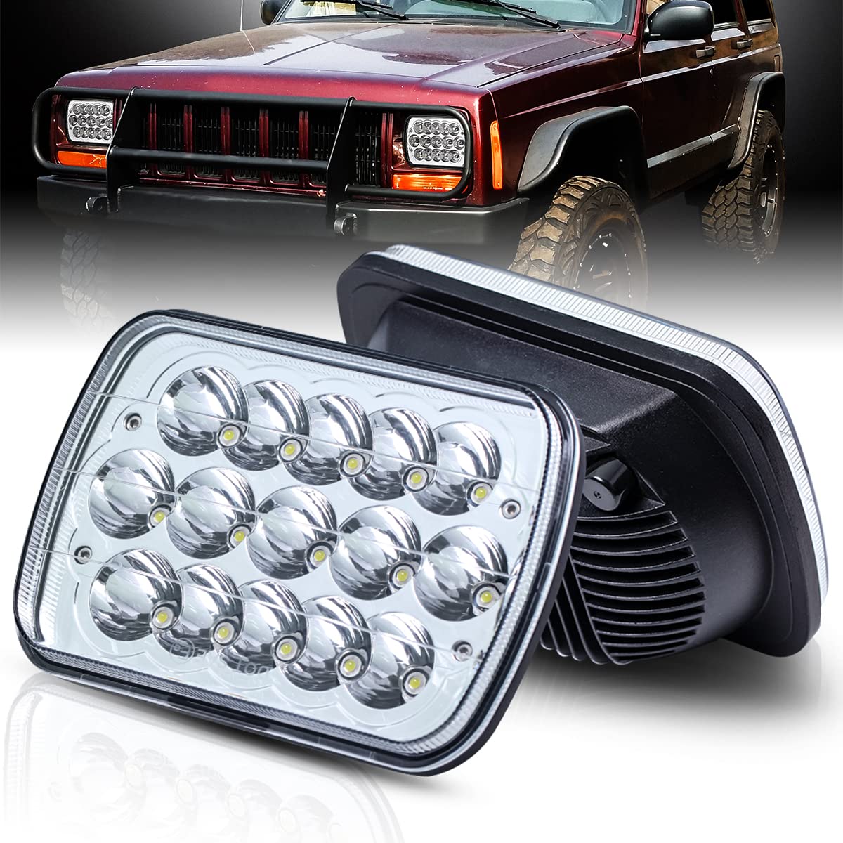 Baolicy 5X7 7X6 H6054 Led Headlights Dot Approved Hi/Low Sealed Beam H6052 H5054 Rectangular Head Light 2Pcs 45W For Xj Yj Mj To