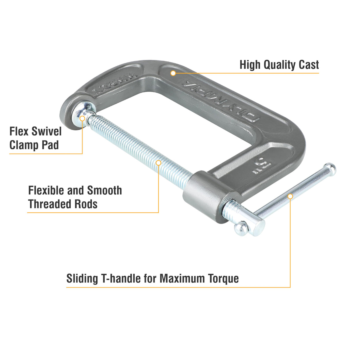 Olympia Tools Heavy Duty Cast Iron C-Clamps with 5-Inch Jaw Opening and 3-1/2-In WBHDWB0CY588FJL