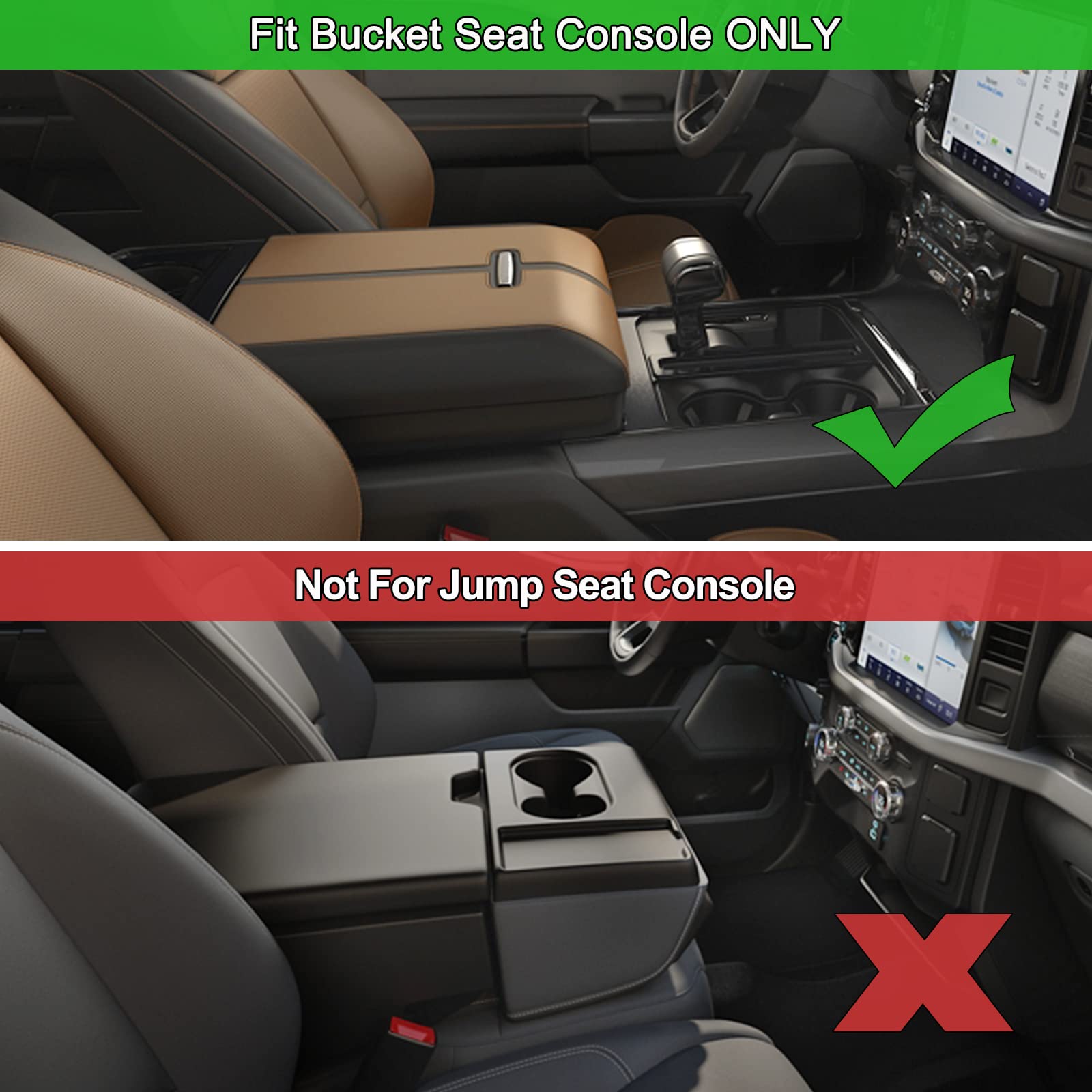 Pimcar Center Console Organizer For Ford F150 2021-2025, F150 Lightning 2022-2025 Armrest Storage Tray Accessories Abs Plastic (