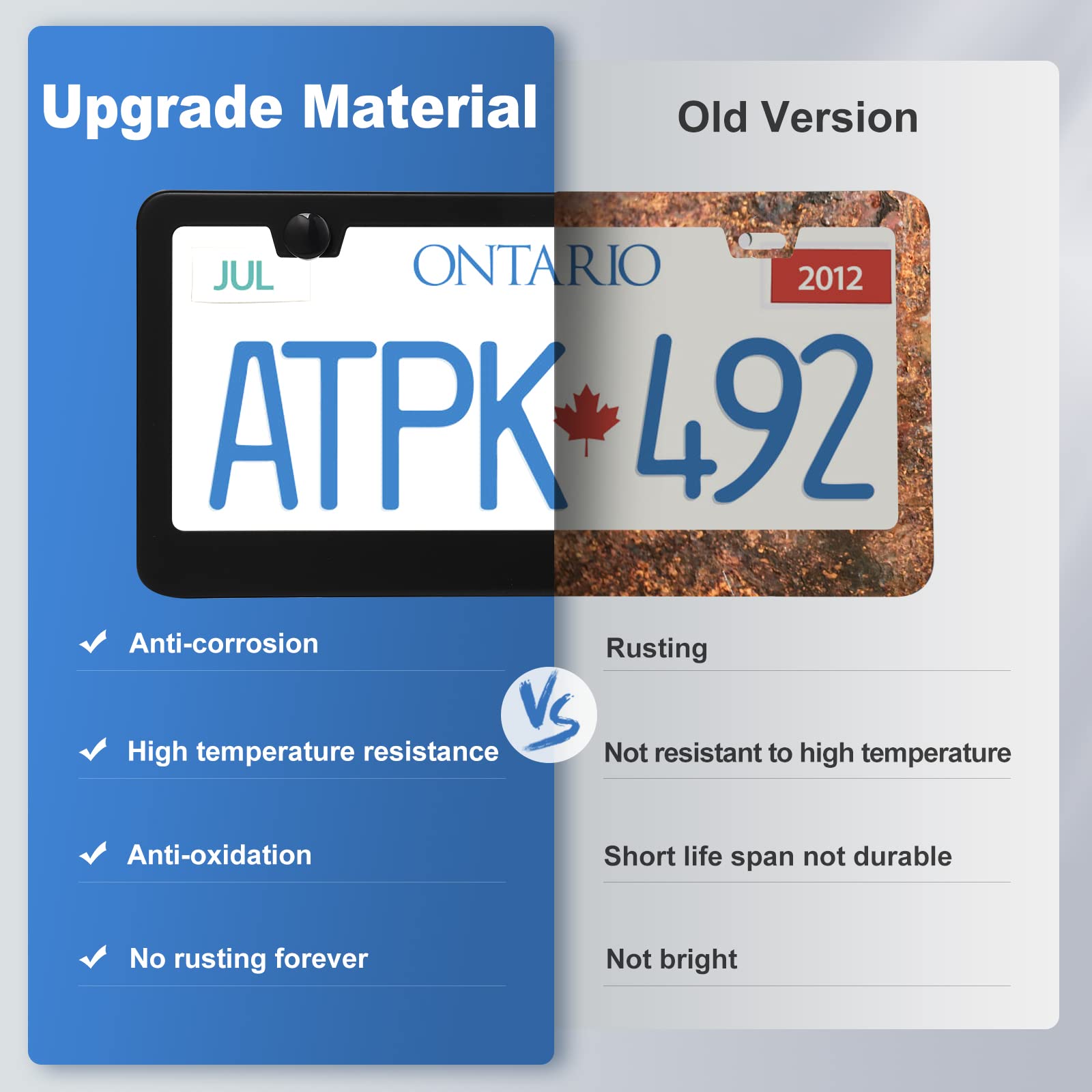 Quanqiufei 2 Pack License Plate Frames, Stainless Steel Car License Plate Cover Car Accessories With Screw Caps (Black)