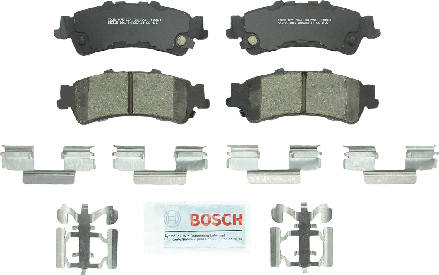 BOSCH BC792 QuietCast Premium Ceramic Disc Brake Pad Set - Compatible with Select Cadillac DTS; Chevrolet Astro, Avalanche, Silv