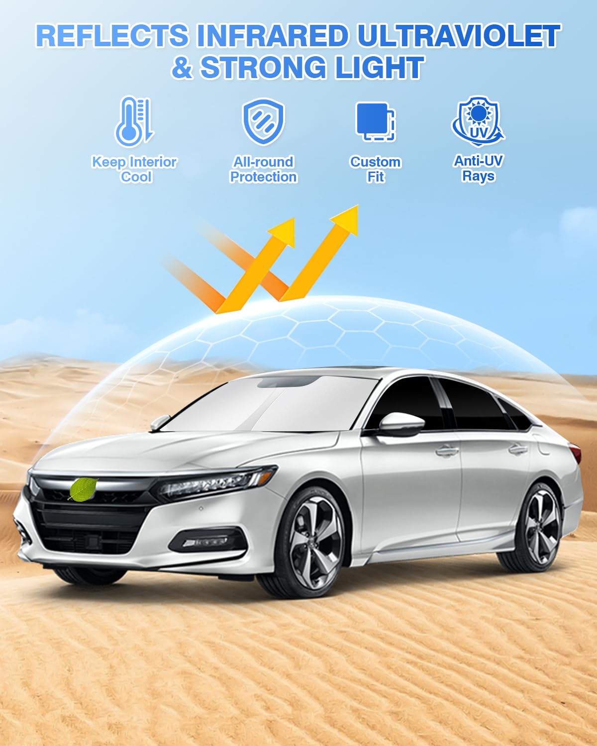 Canvcle Windshield Sunshades For Honda Accord 2018-2022 Side Rear Window Shade Cover Set Window Sun Visor Blocker Privacy Protec