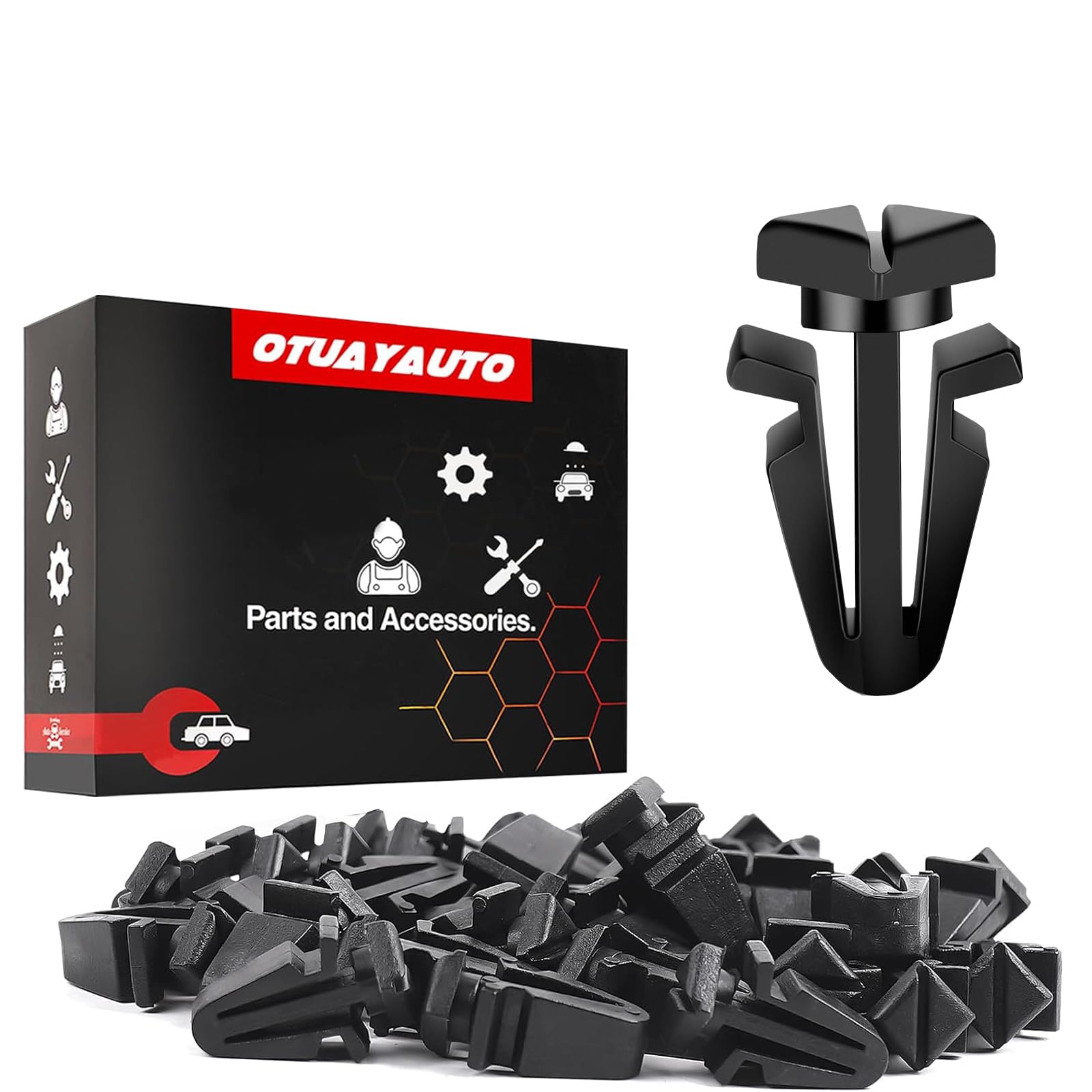 Otuayauto 30Pcs 01553-03831 Black Grill Clips - Replacement For Nissan Titan, Frontier, Pathfinder, Xterra, Pickup Front Grille