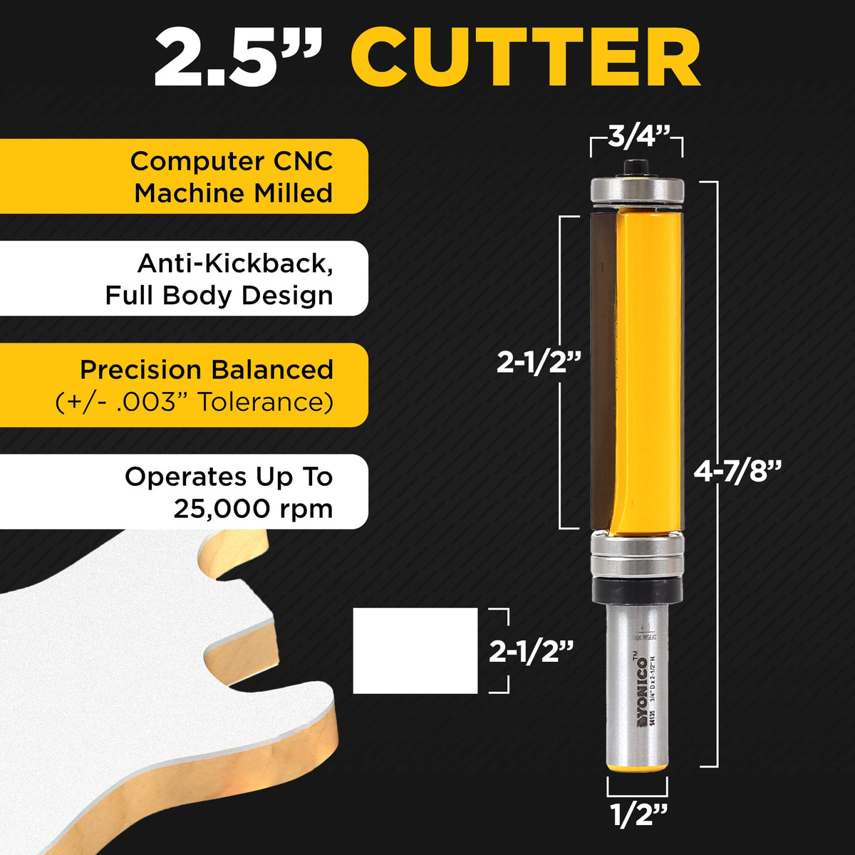 Router Bits for Woodworking - Pattern Flush Trim Router Bit Top & Bottom Bearing WBHDWB00KZM1JK8