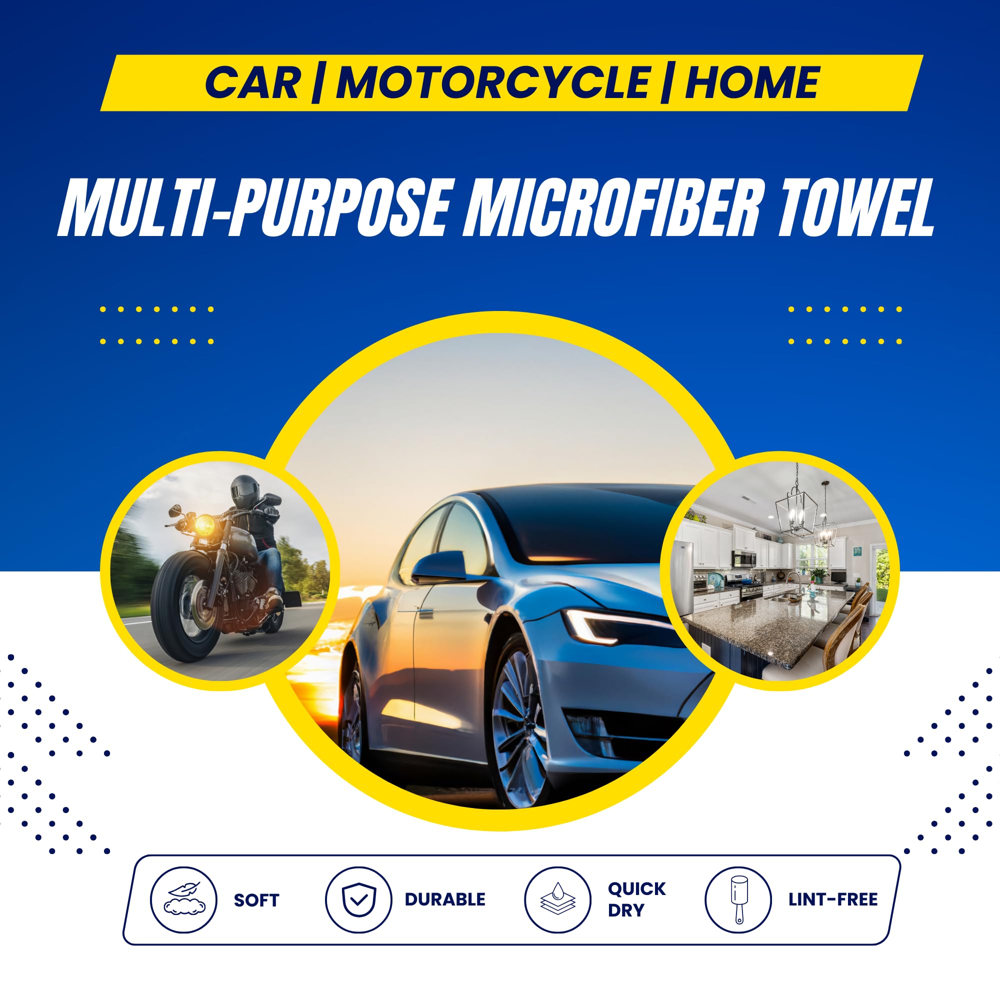 High Street Co Microfiber Towels for Cars (Pack of 6) - Wash Rags with High GSM, Highly Absorbent, Soft & Lint-Free - Cleaning R